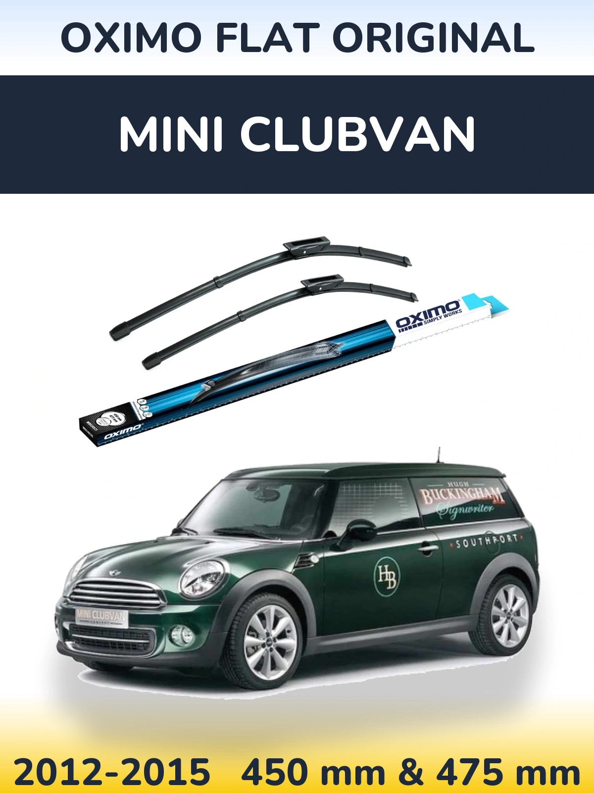 Front wiper blade set Oximo Flat Original 450 & 475 mm for MINI Clubvan 2012-2015