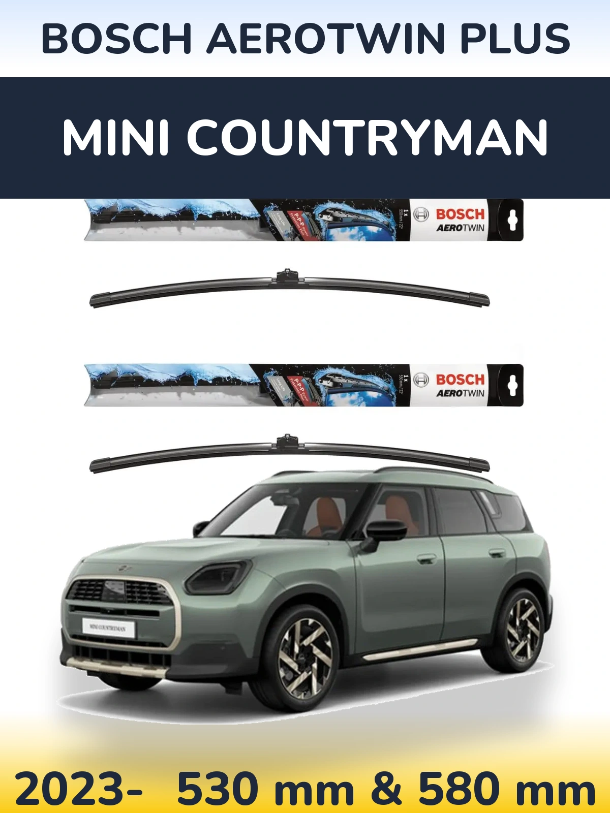 Комплект передніх щіток BOSCH AeroTwin Plus 530 & 580 мм для MINI Countryman 2023-2026