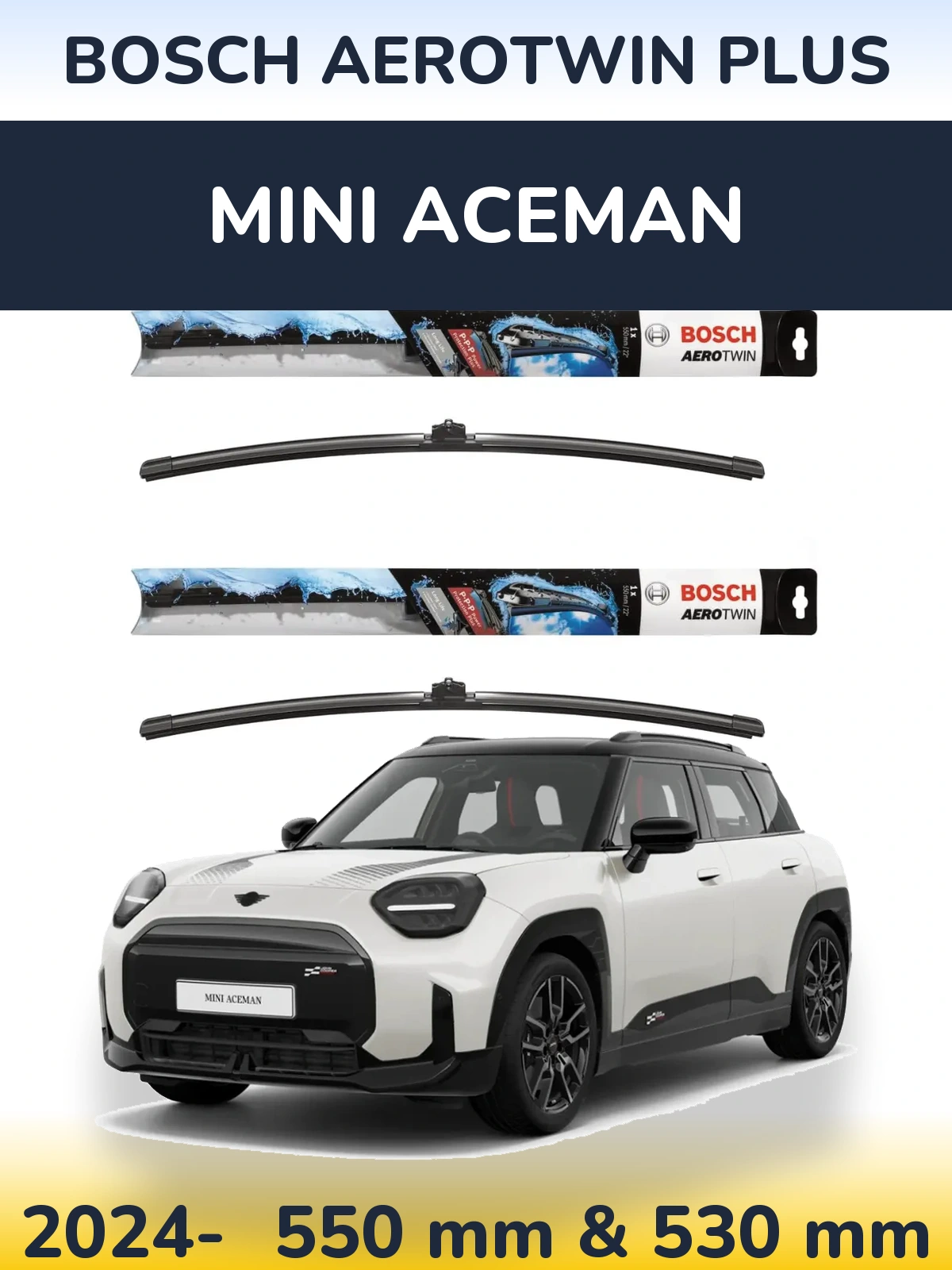 Комплект передних дворников BOSCH AeroTwin Plus 550 & 530 мм для MINI Aceman 2024-2026