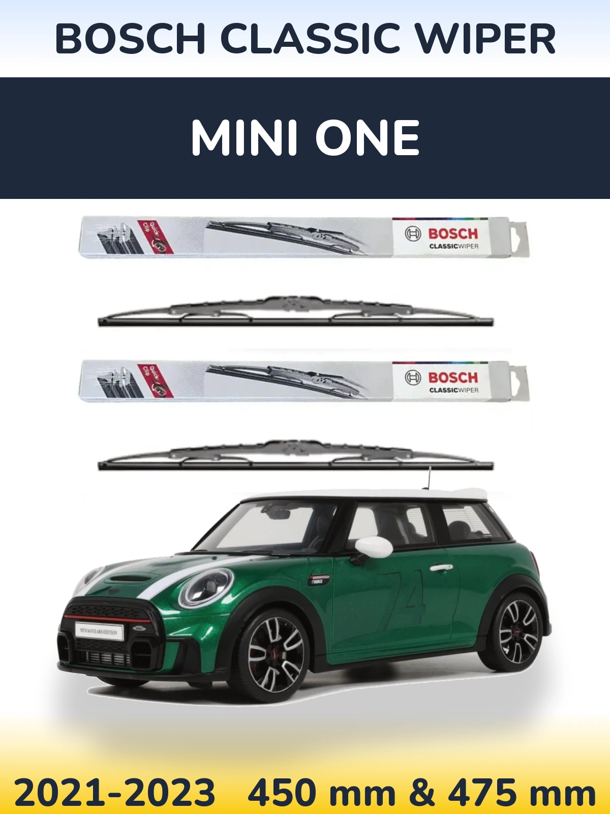 Комплект передних дворников BOSCH Classic Wiper 450 & 475 мм для MINI One 2021-2023