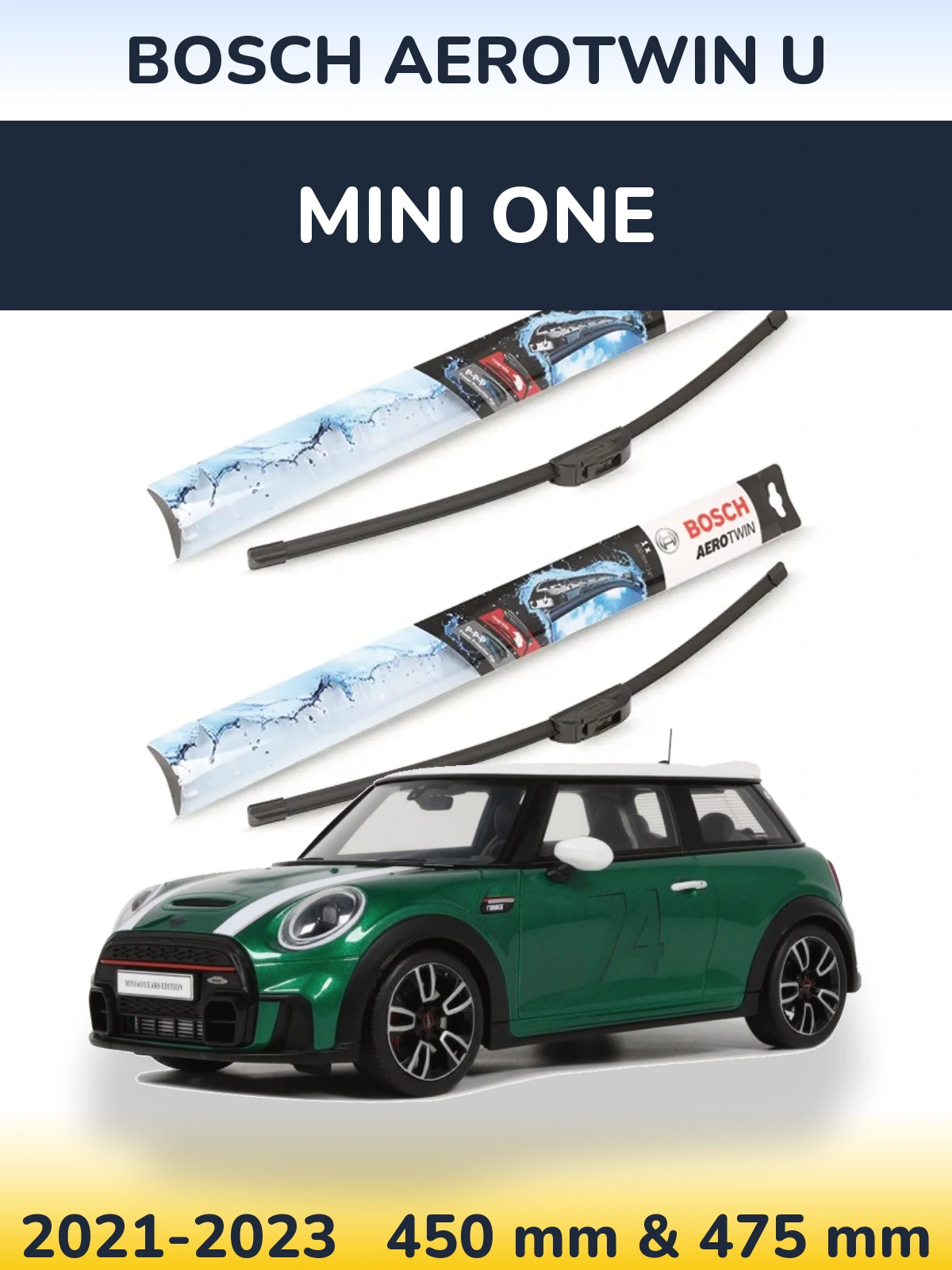 Комплект передних дворников BOSCH AeroTwin U 450 & 475 мм для MINI One 2021-2023