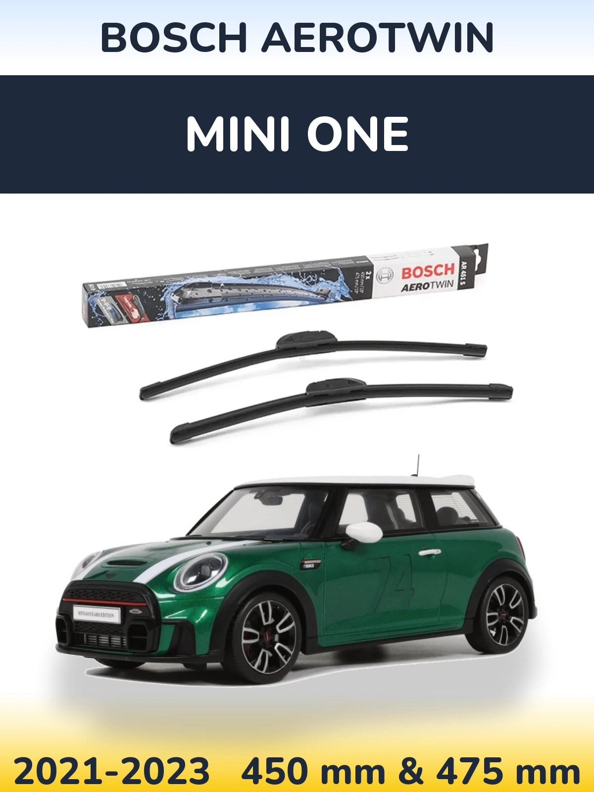 Комплект передніх щіток BOSCH AeroTwin 450 & 475 мм для MINI One 2021-2023