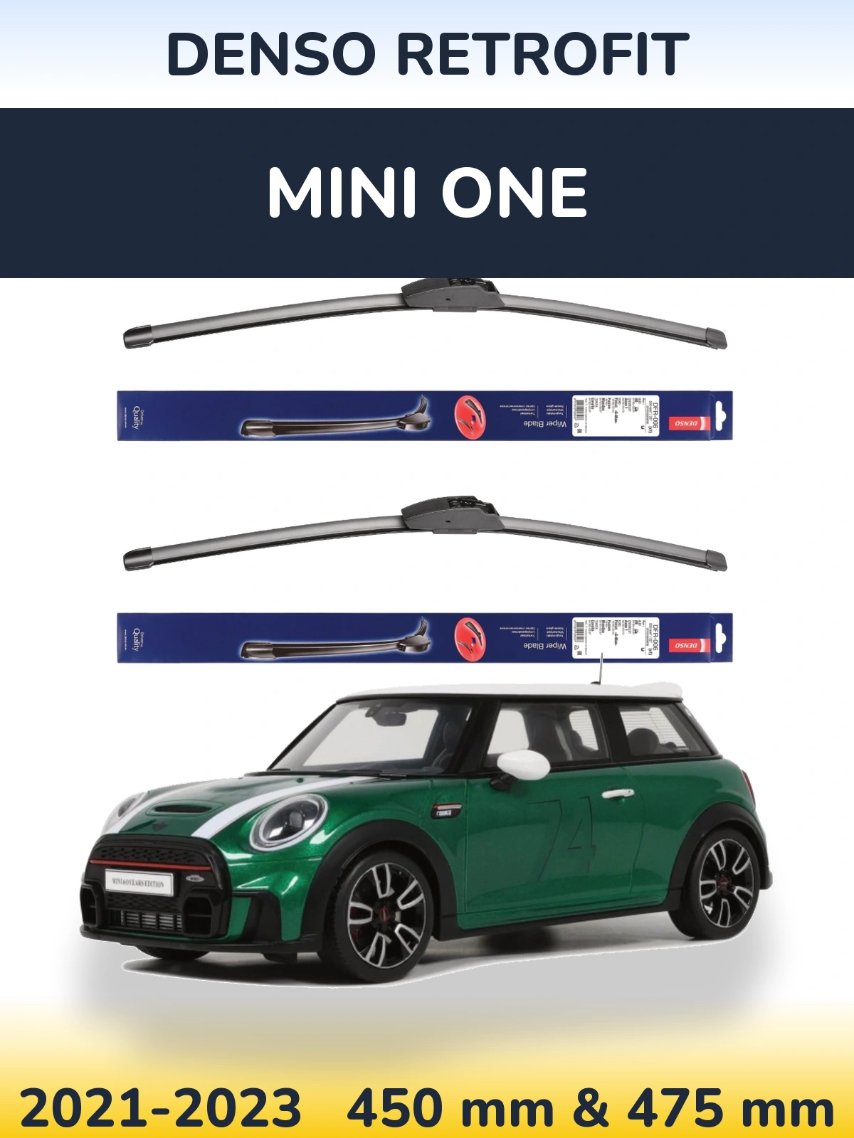 Комплект передніх щіток Denso Retrofit 450 & 475 мм для MINI One 2021-2023