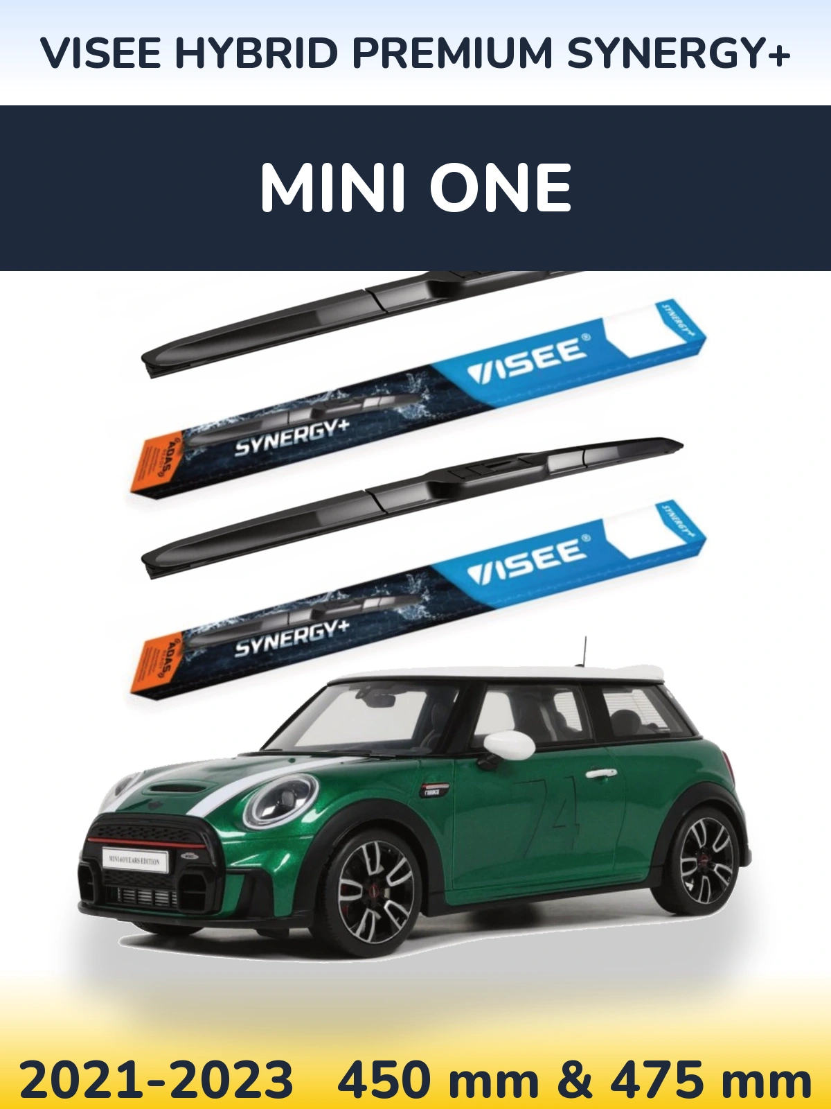 Комплект передних дворников VISEE HYBRID PREMIUM SYNERGY+ 450 & 475 мм для MINI One 2021-2023