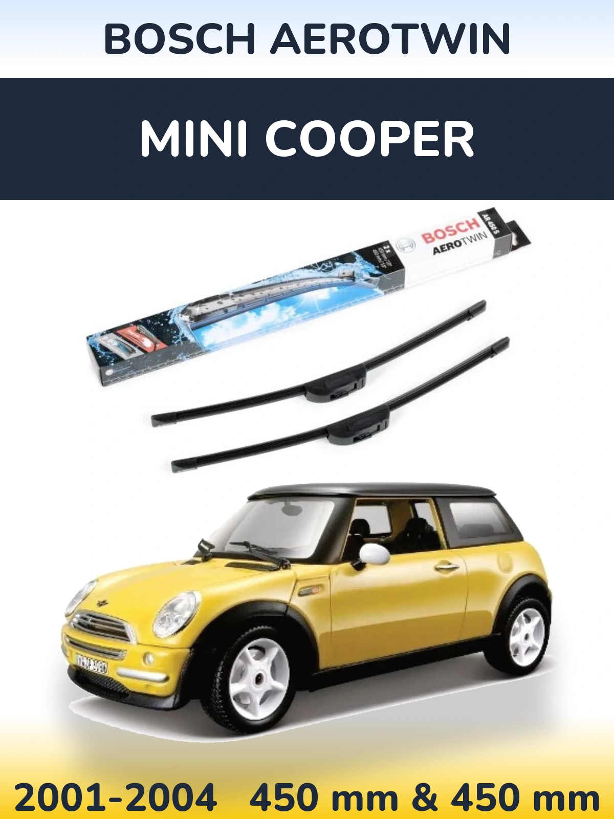 Front wiper blade set BOSCH AeroTwin 450 & 450 mm for MINI Cooper 2001-2004