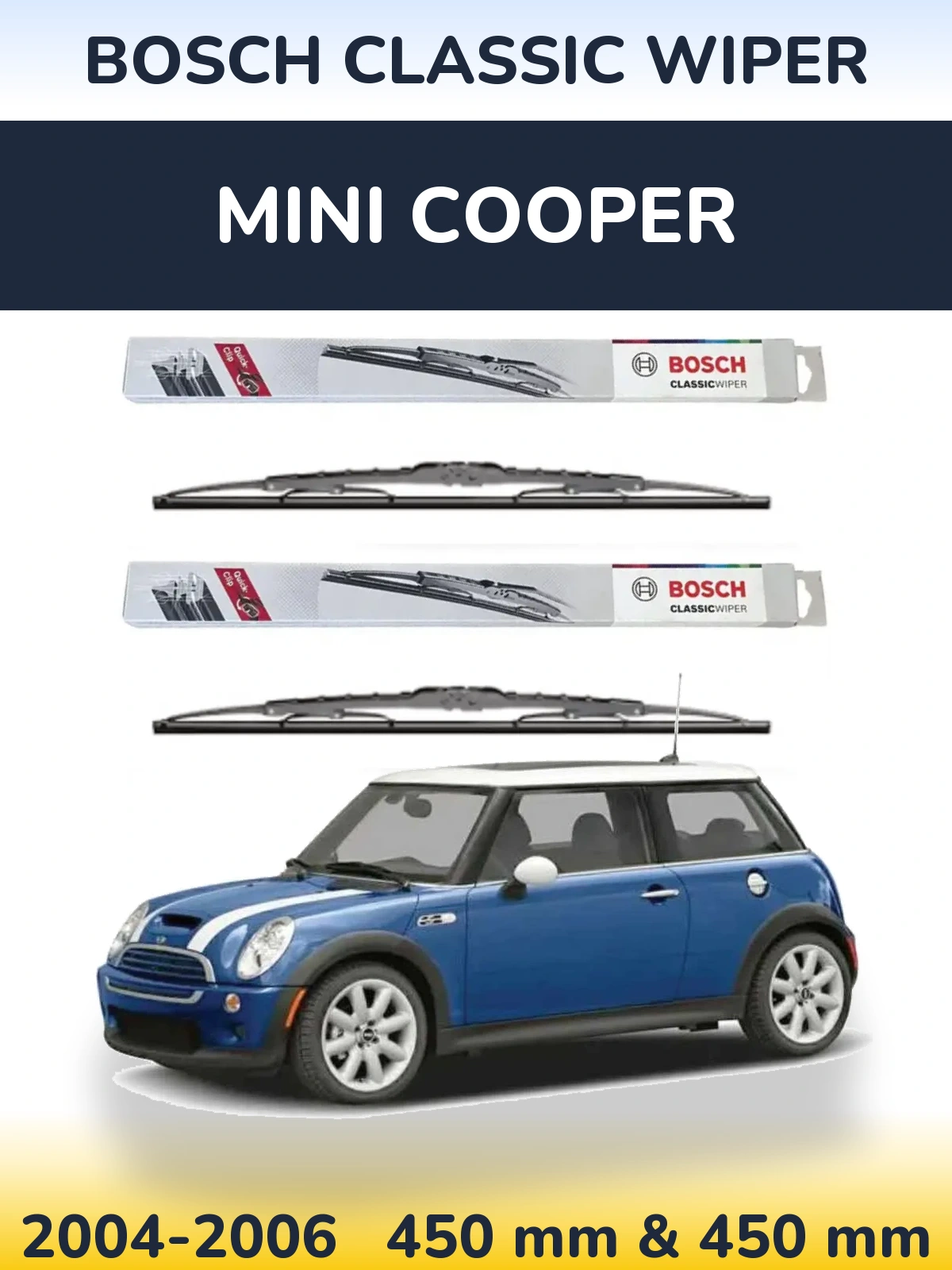Комплект передних дворников BOSCH Classic Wiper 450 & 450 мм для MINI Cooper 2004-2006
