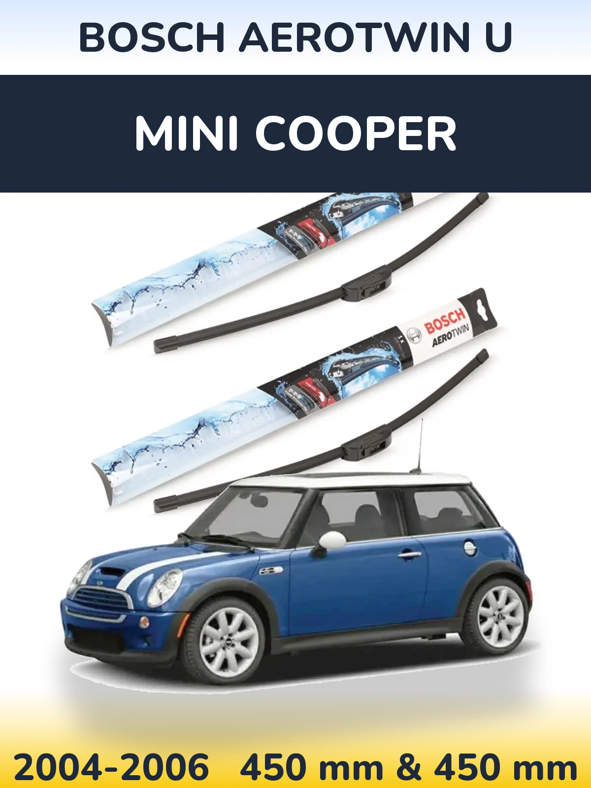Комплект передних дворников BOSCH AeroTwin U 450 & 450 мм для MINI Cooper 2004-2006