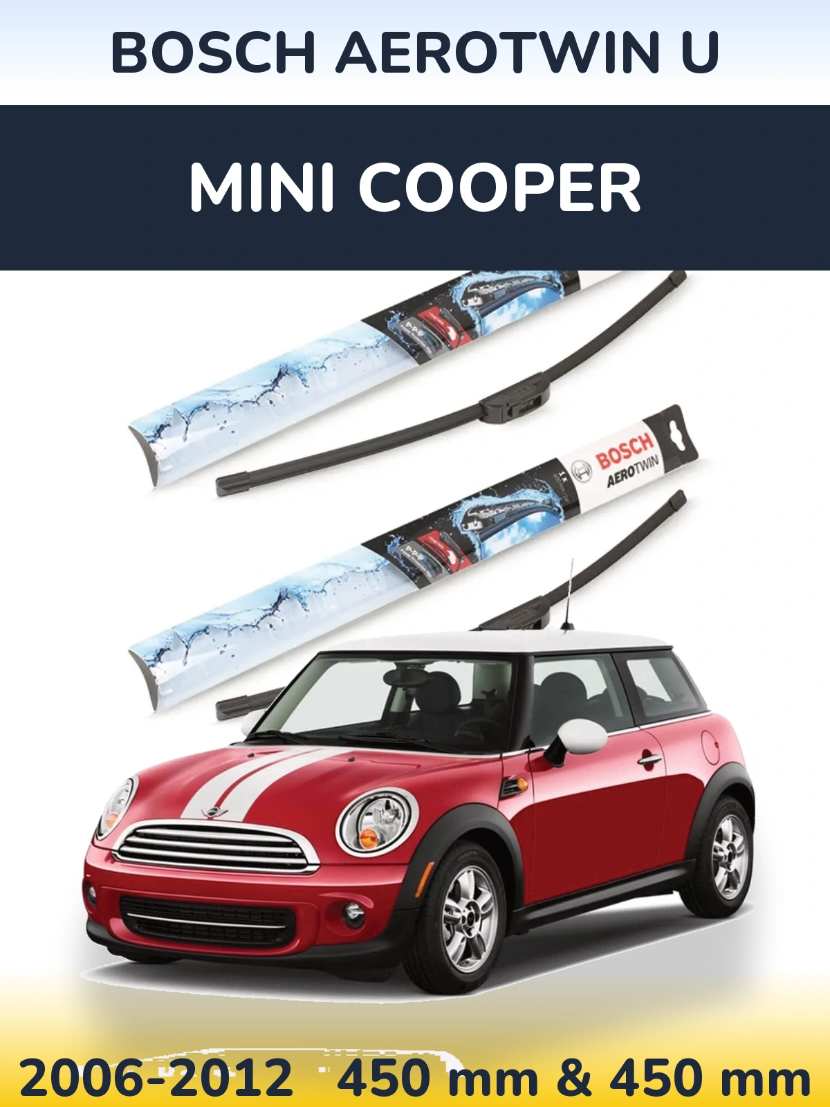Комплект передних дворников BOSCH AeroTwin U 450 & 450 мм для MINI Cooper 2006-2012