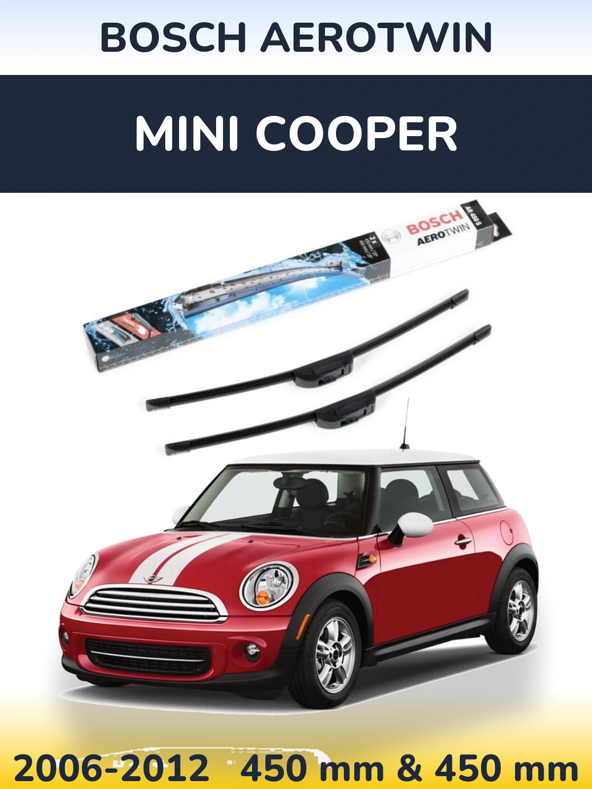 Комплект передних дворников BOSCH AeroTwin 450 & 450 мм для MINI Cooper 2006-2012