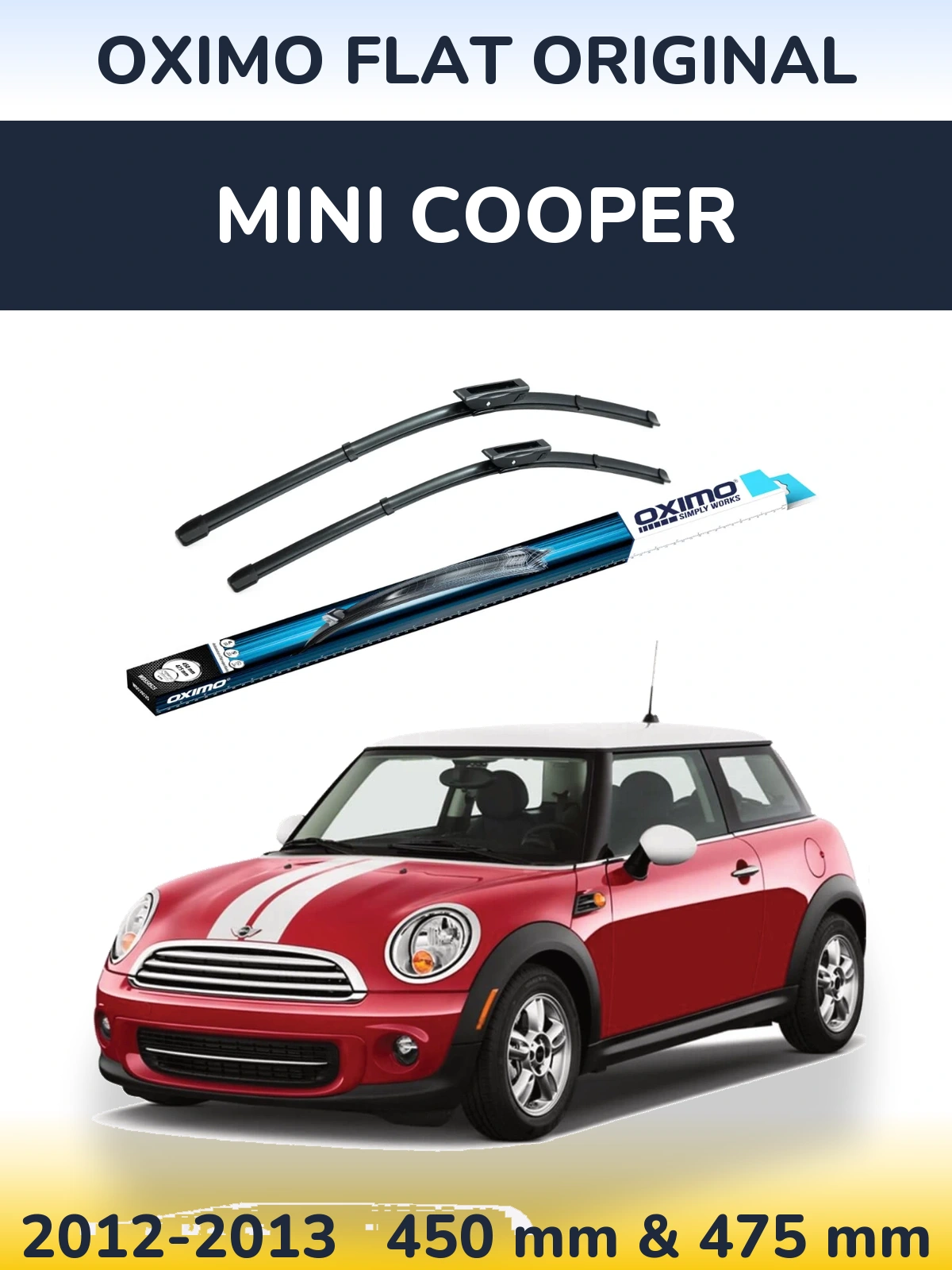 Комплект передних дворников Oximo Flat Original 450 & 475 мм для MINI Cooper 2012-2013
