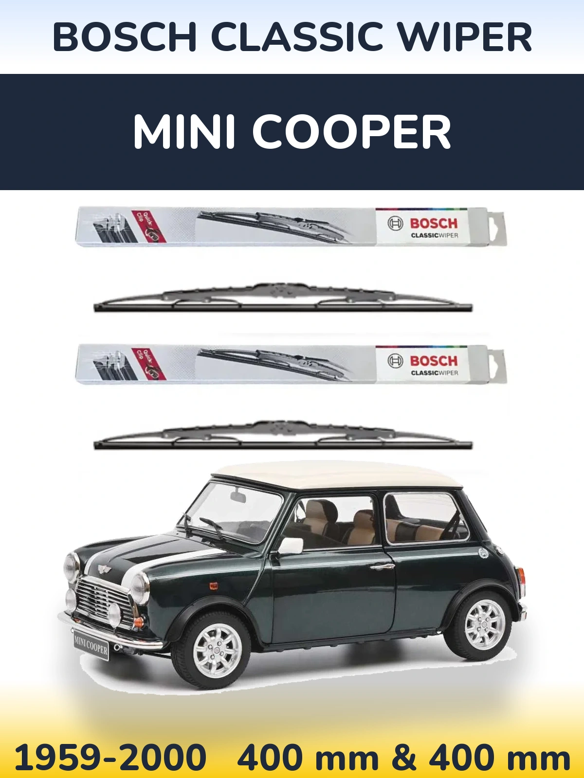 Комплект передних дворников BOSCH Classic Wiper 400 & 400 мм для MINI Cooper 1959-2000