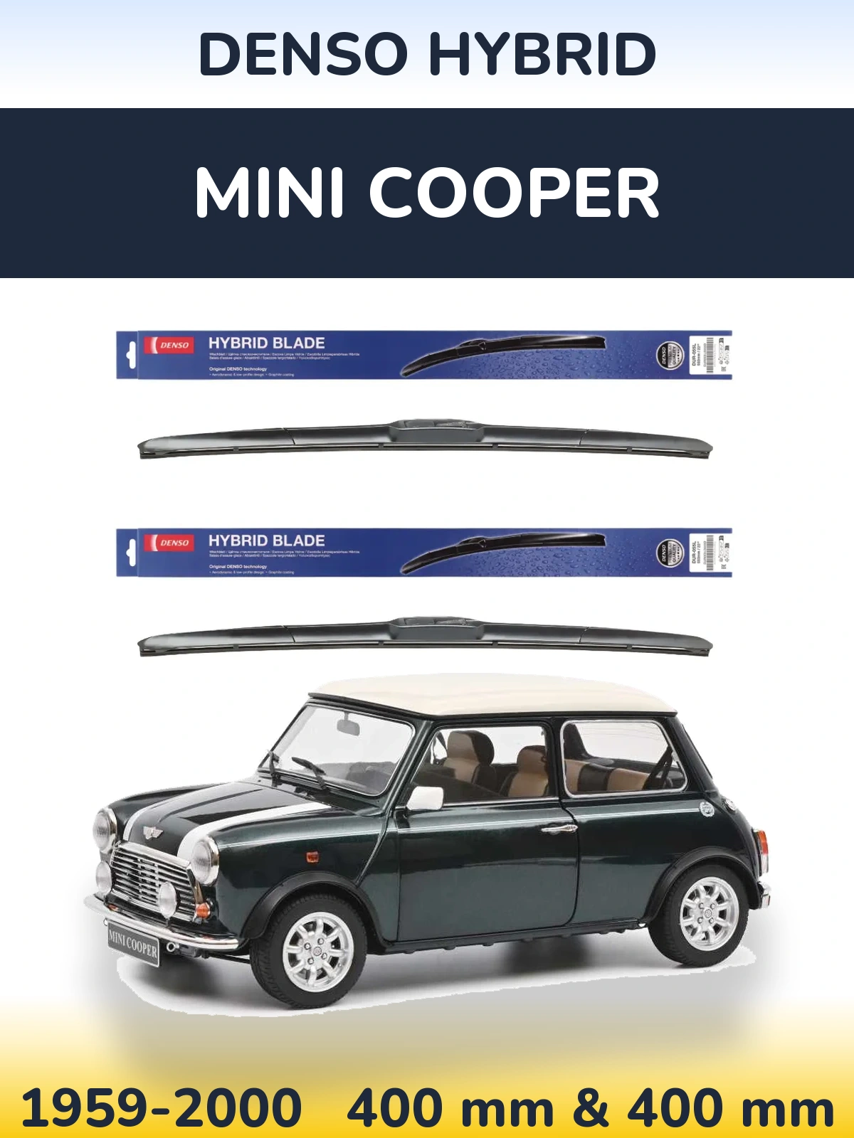 Komplet przednich wycieraczek Denso Hybrid 400 & 400 mm do MINI Cooper 1959-2000