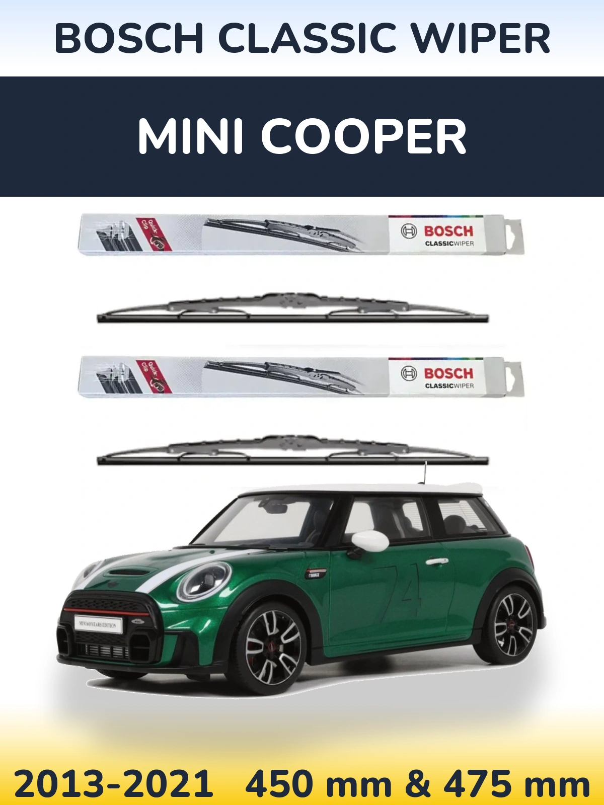 Komplet przednich wycieraczek BOSCH Classic Wiper 450 & 475 mm do MINI Cooper 2013-2021