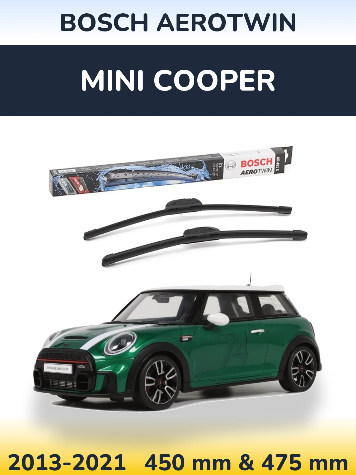 Komplet przednich wycieraczek BOSCH AeroTwin 450 & 475 mm do MINI Cooper 2013-2021