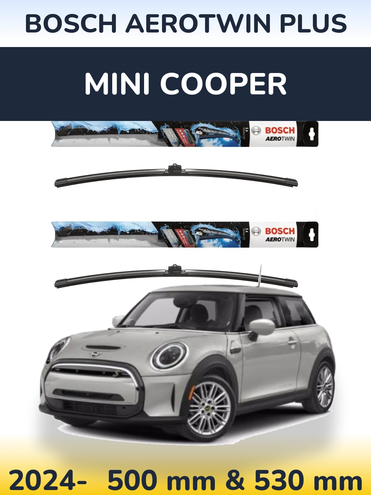 Komplet przednich wycieraczek BOSCH AeroTwin Plus 500 & 530 mm do MINI Cooper 2024-2026