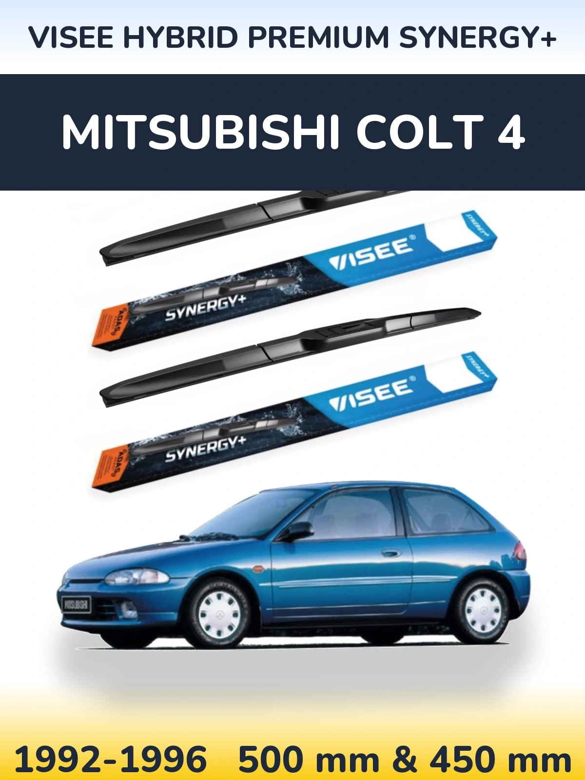 Комплект передних дворников VISEE HYBRID PREMIUM SYNERGY+ 500 & 450 мм для Mitsubishi Colt 4 1992-1996