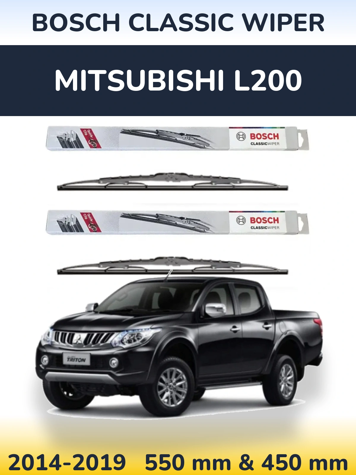 Komplet przednich wycieraczek BOSCH Classic Wiper 550 & 450 mm do Mitsubishi L200 2014-2019