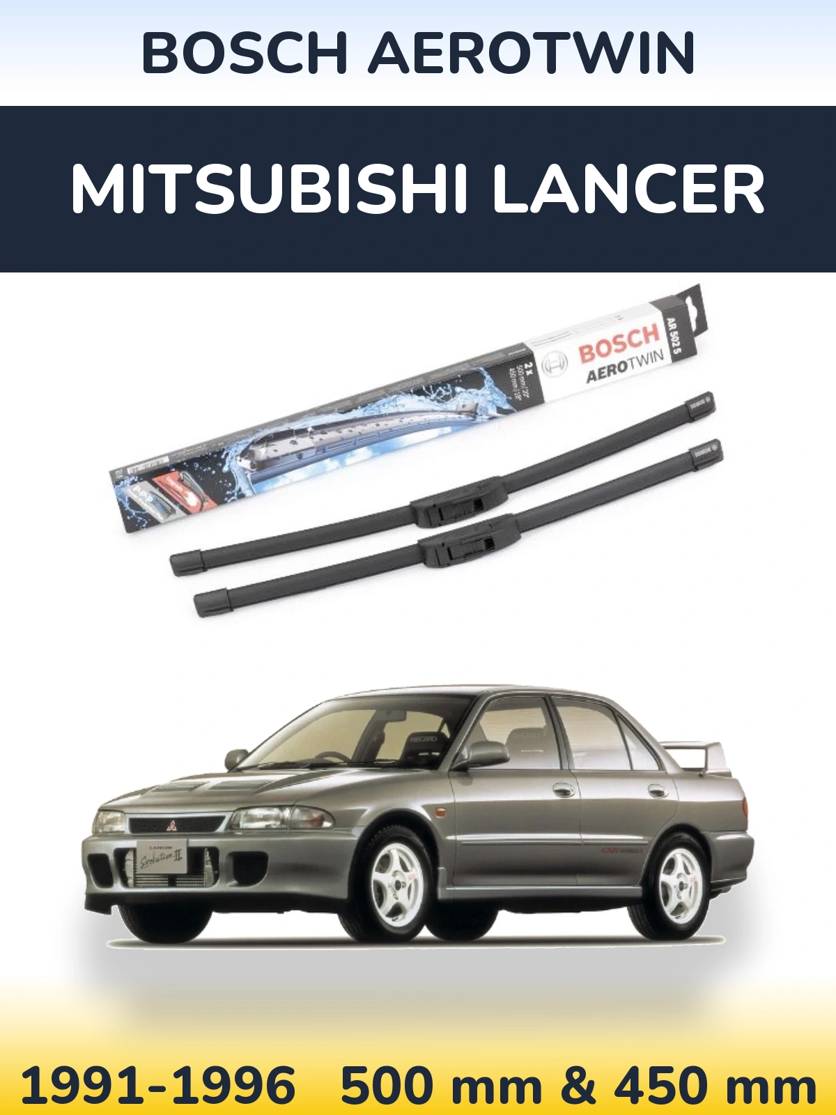 Komplet przednich wycieraczek BOSCH AeroTwin 500 & 450 mm do Mitsubishi Lancer 1991-1996