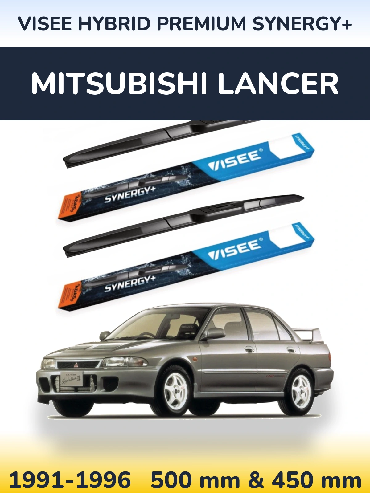 Комплект передних дворников VISEE HYBRID PREMIUM SYNERGY+ 500 & 450 мм для Mitsubishi Lancer 1991-1996