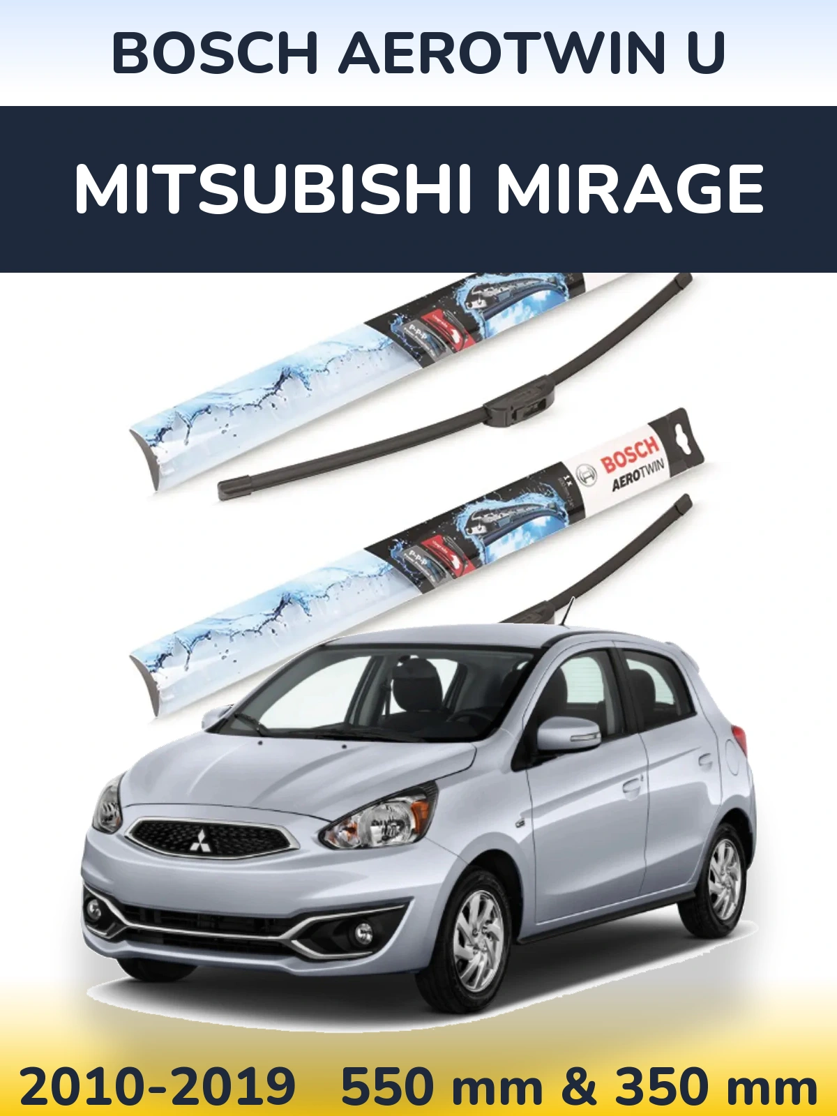 Komplet przednich wycieraczek BOSCH AeroTwin U 550 & 350 mm do Mitsubishi Mirage 2010-2019