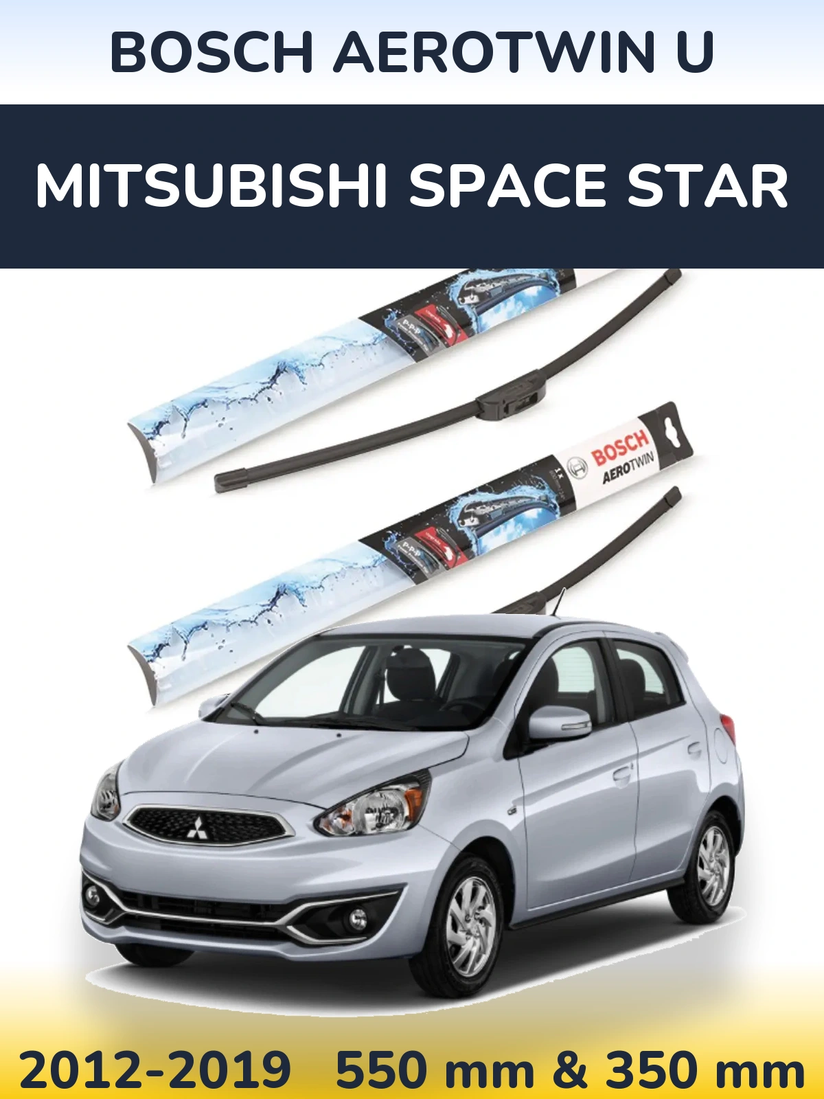 Komplet przednich wycieraczek BOSCH AeroTwin U 550 & 350 mm do Mitsubishi Space Star 2012-2019