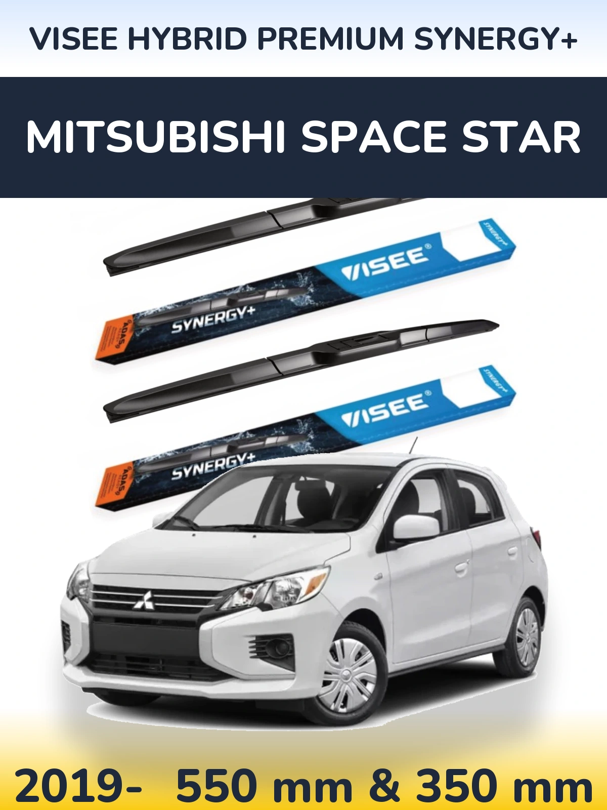 Комплект передніх щіток VISEE HYBRID PREMIUM SYNERGY+ 550 & 350 мм для Mitsubishi Space Star 2019-2026