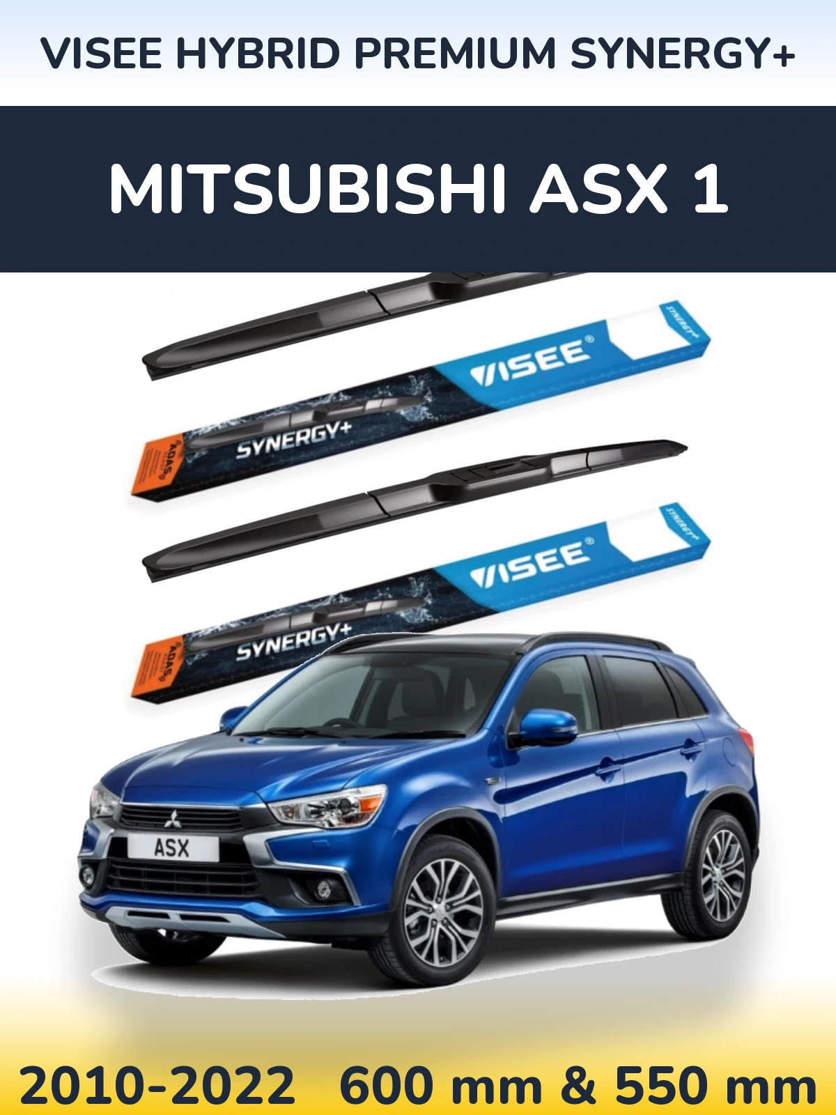 Комплект передних дворников VISEE HYBRID PREMIUM SYNERGY+ 600 & 550 мм для Mitsubishi ASX 1 2010-2022