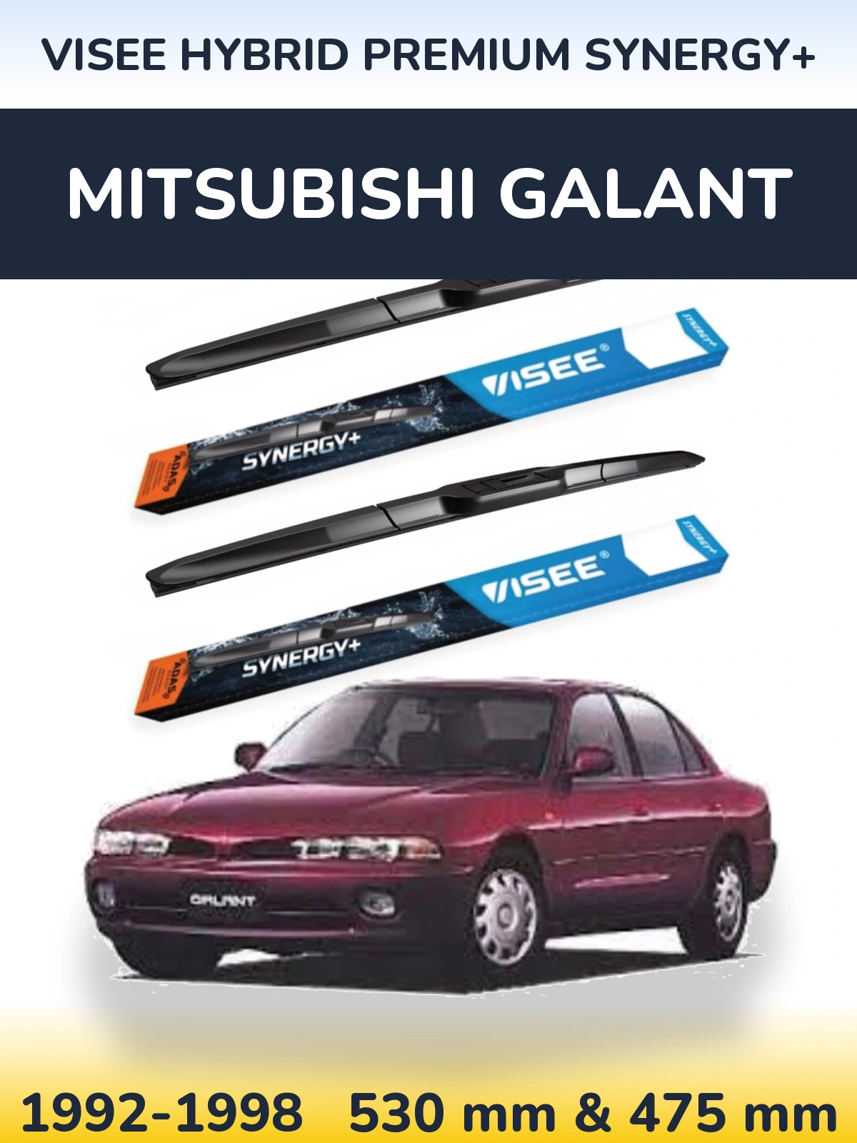 Комплект передніх щіток VISEE HYBRID PREMIUM SYNERGY+ 530 & 475 мм для Mitsubishi Galant 1992-1998