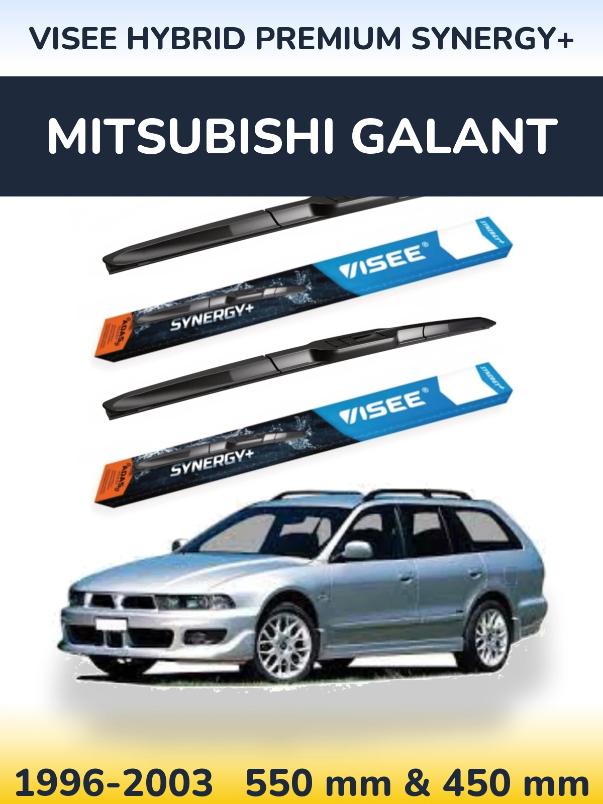 Front wiper blade set VISEE HYBRID PREMIUM SYNERGY+ 550 & 450 mm for Mitsubishi Galant 1996-2003
