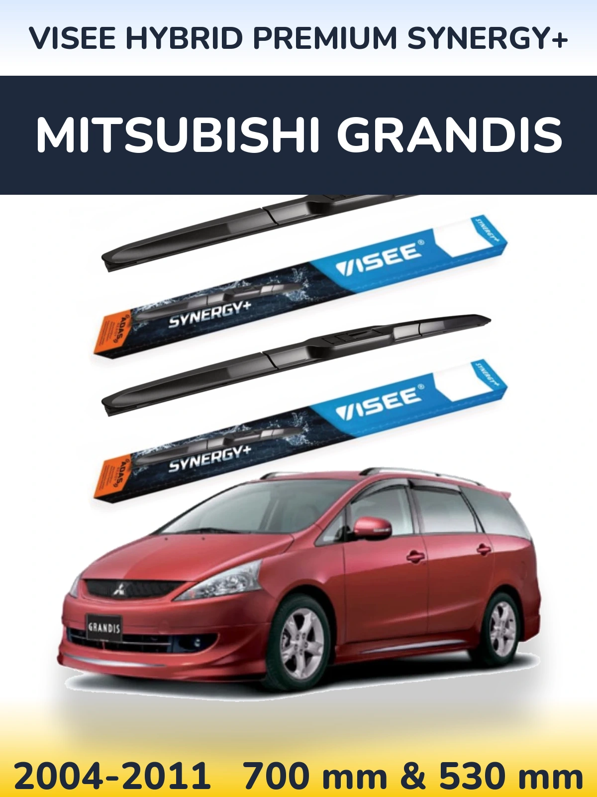 Komplet przednich wycieraczek VISEE HYBRID PREMIUM SYNERGY+ 700 & 530 mm do Mitsubishi Grandis 2004-2011