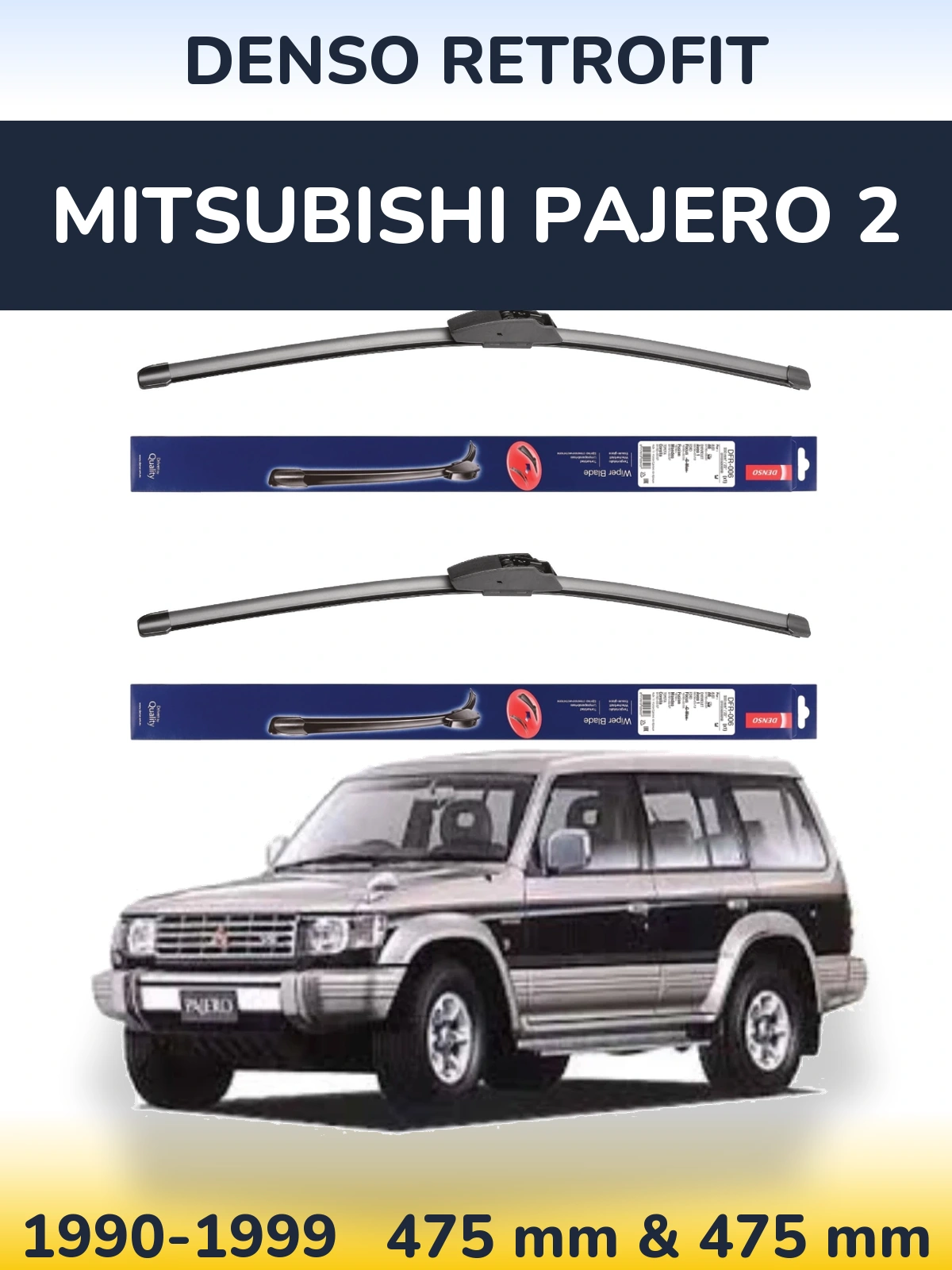 Komplet przednich wycieraczek Denso Retrofit 475 & 475 mm do Mitsubishi Pajero 2 1990-1999