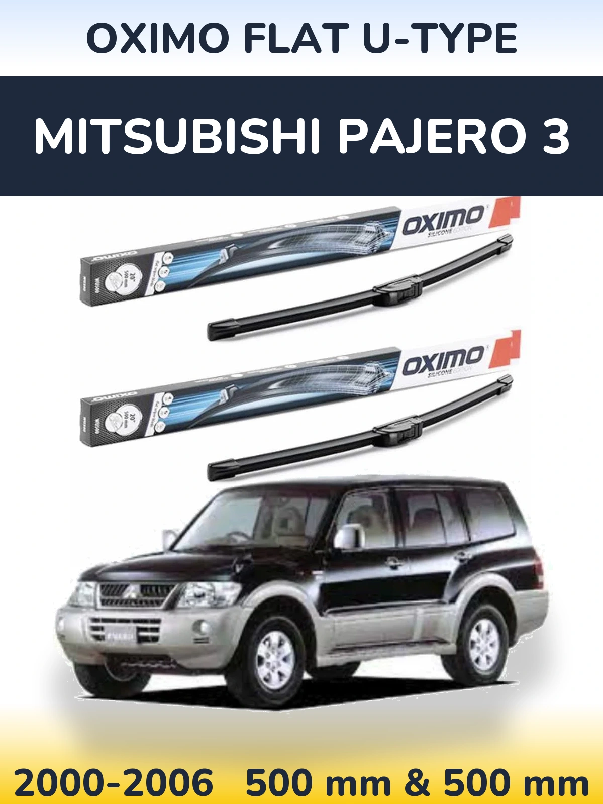 Komplet przednich wycieraczek Oximo Flat U-type 500 & 500 mm do Mitsubishi Pajero 3 2000-2006