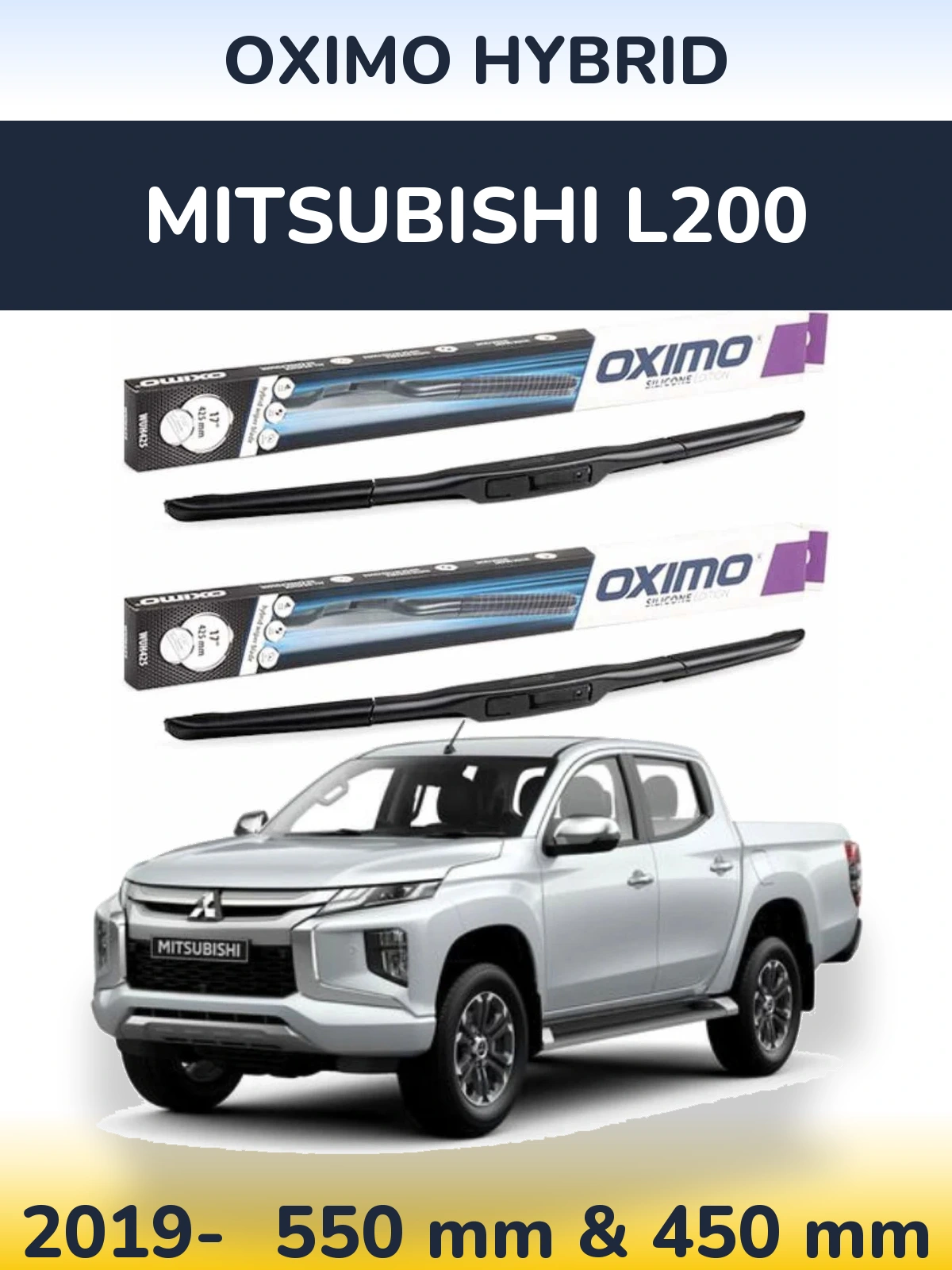 Front wiper blade set Oximo Hybrid 550 & 450 mm for Mitsubishi L200 2019-2026