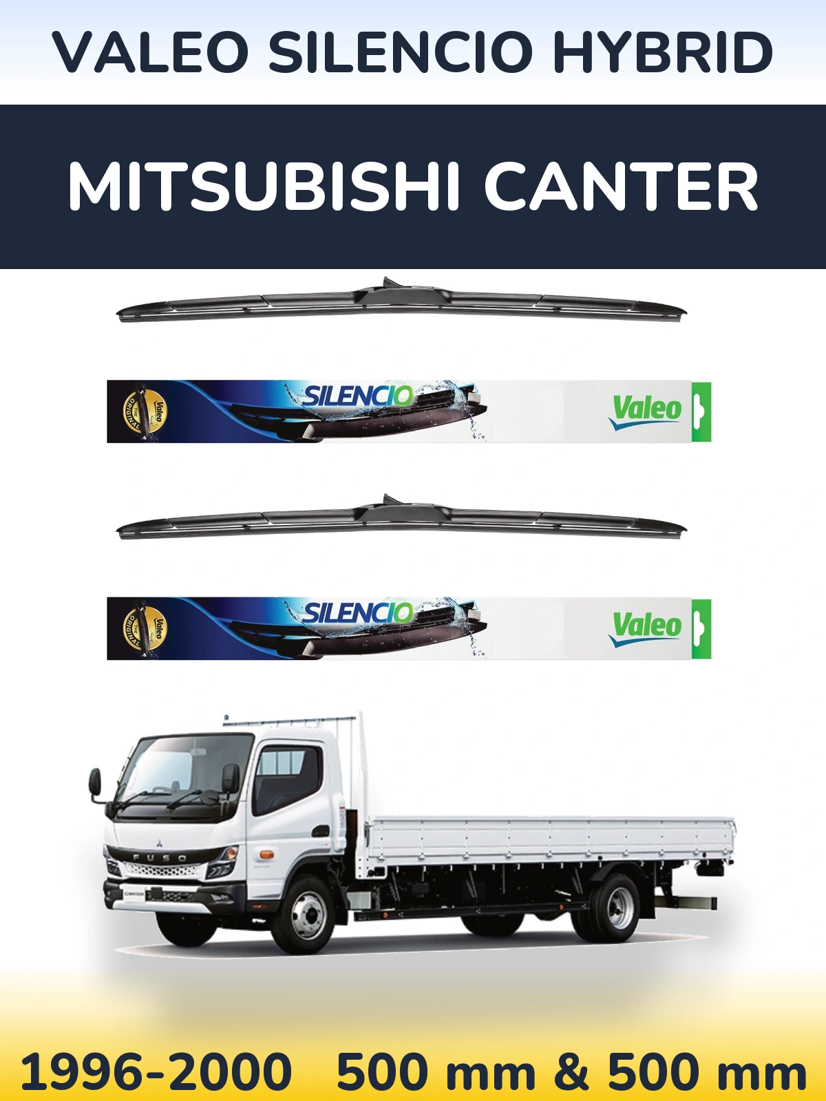 Комплект передніх щіток Valeo Silencio Hybrid 500 & 500 мм для Mitsubishi Canter 1996-2000