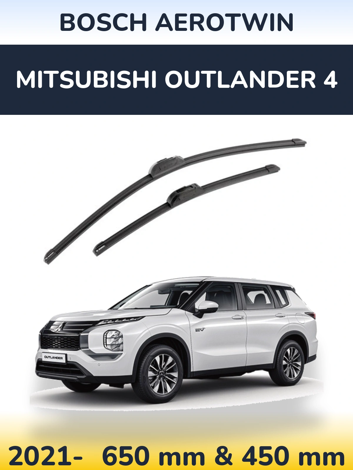 Комплект передніх щіток BOSCH AeroTwin 650 & 450 мм для Mitsubishi Outlander 4 2021-2026