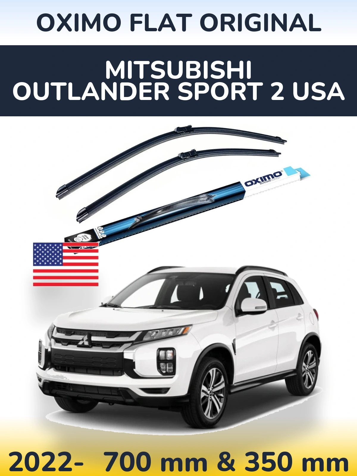 Комплект передних дворников Oximo Flat Original 700 & 350 мм для Mitsubishi Outlander Sport 2 USA 2022-2026