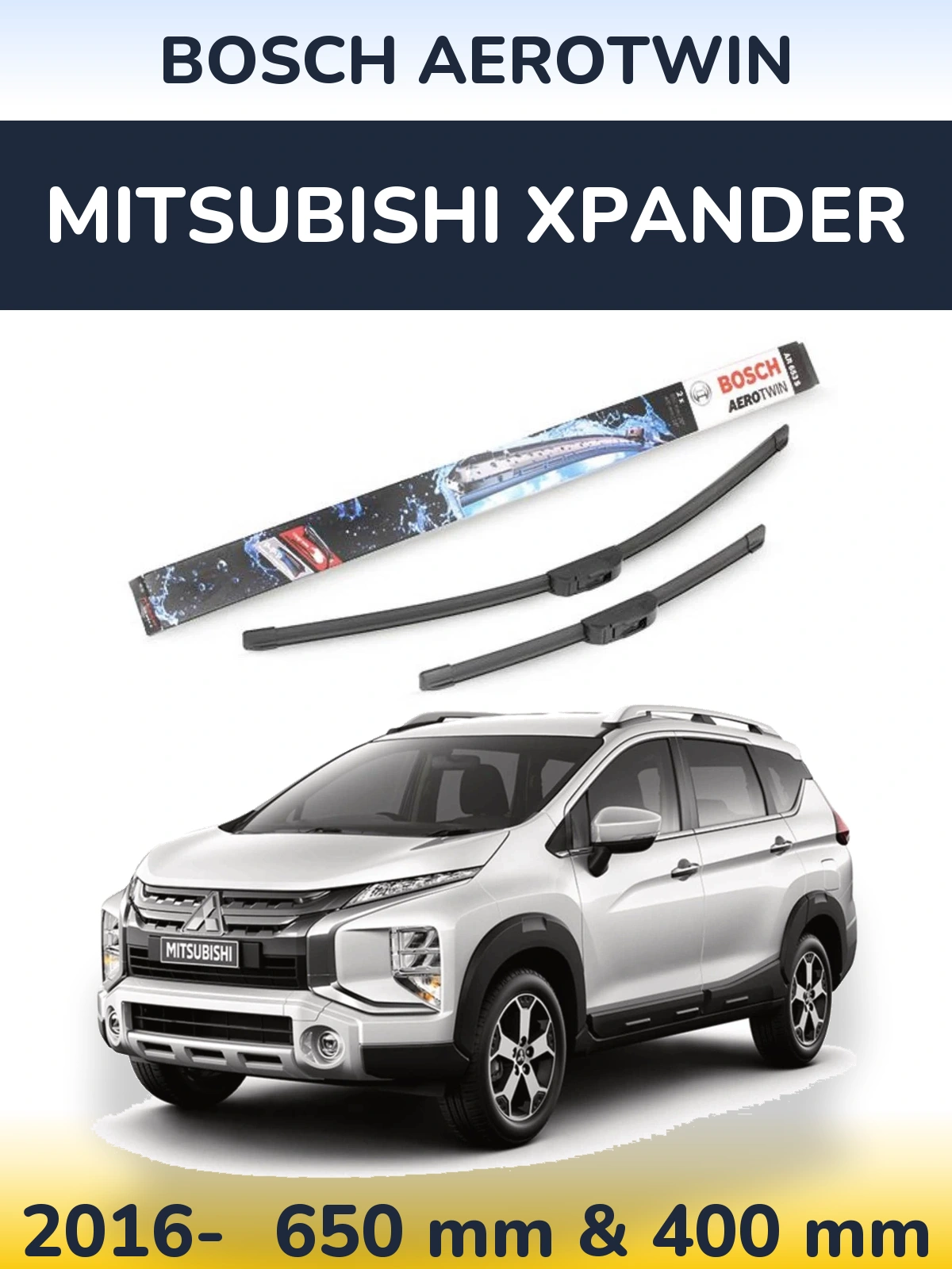Комплект передних дворников BOSCH AeroTwin 650 & 400 мм для Mitsubishi Xpander 2016-2026