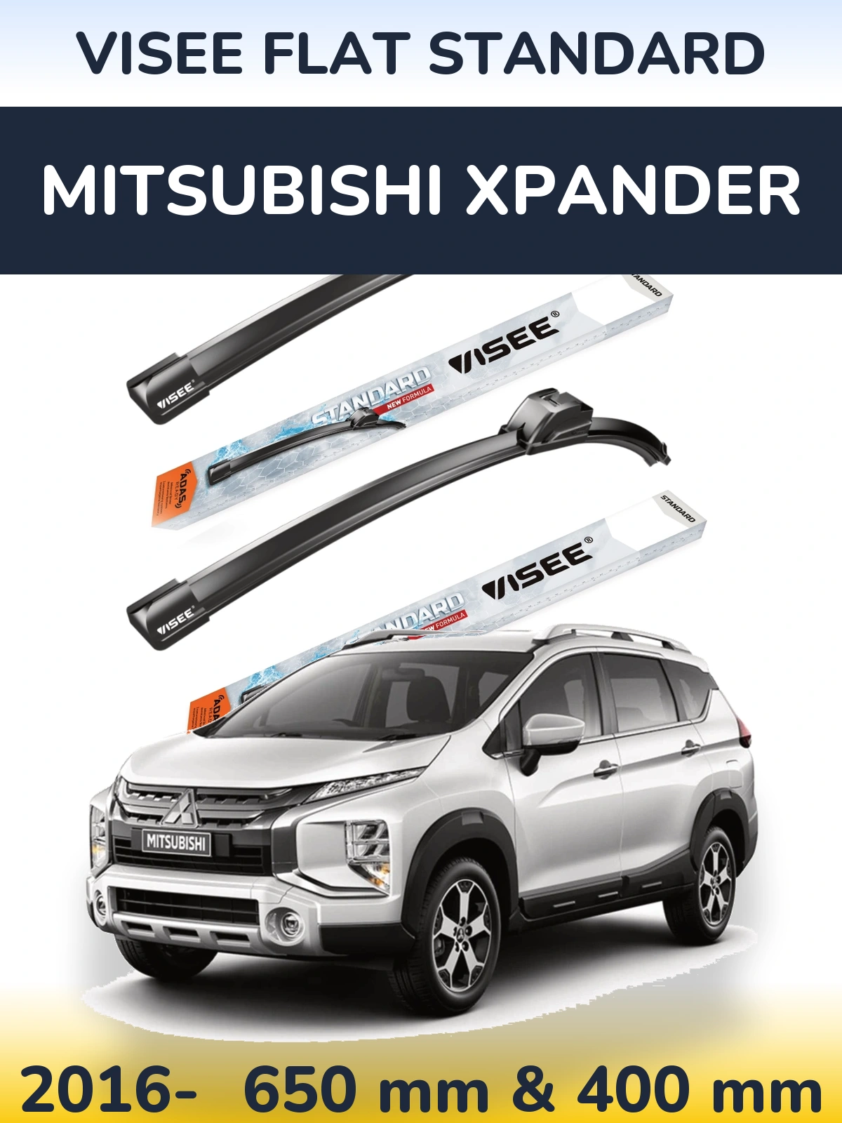 Комплект передніх щіток VISEE FLAT STANDARD 650 & 400 мм для Mitsubishi Xpander 2016-2026