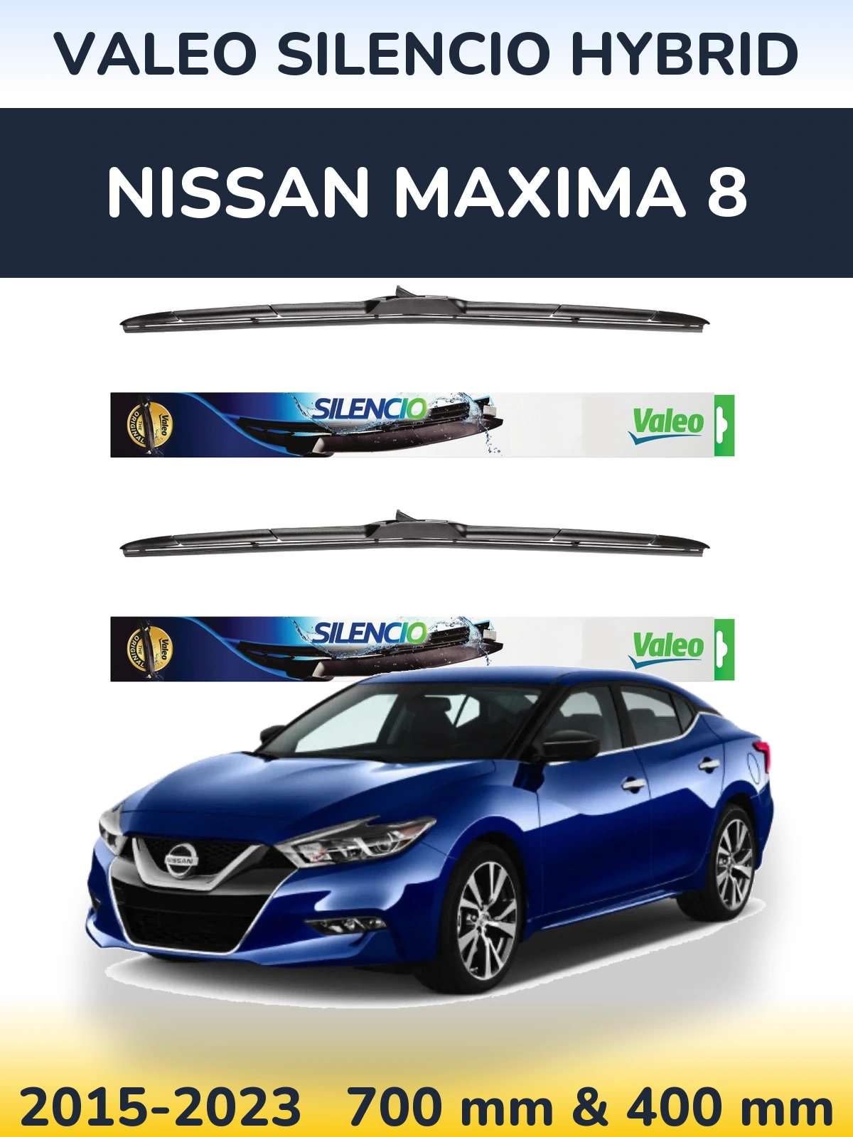 Комплект передніх щіток Valeo Silencio Hybrid 700 & 400 мм для Nissan Maxima 8 2015-2023