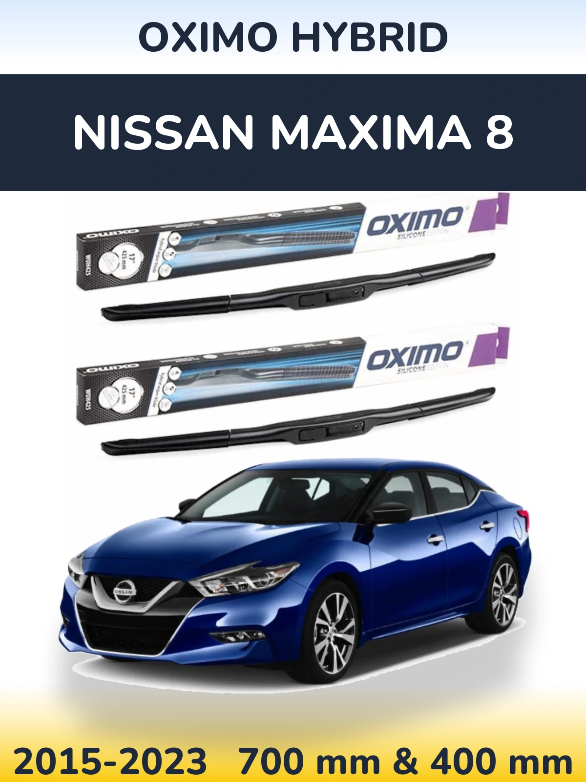 Front wiper blade set Oximo Hybrid 700 & 400 mm for Nissan Maxima 8 2015-2023