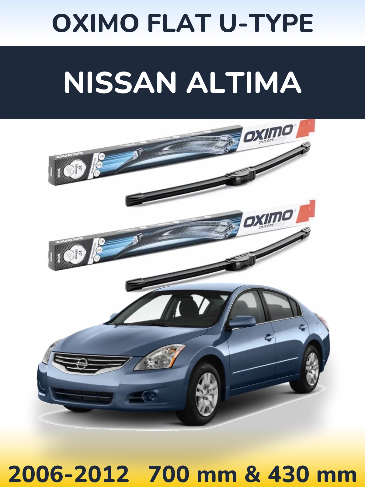Komplet przednich wycieraczek Oximo Flat U-type 700 & 430 mm do Nissan Altima 2006-2012