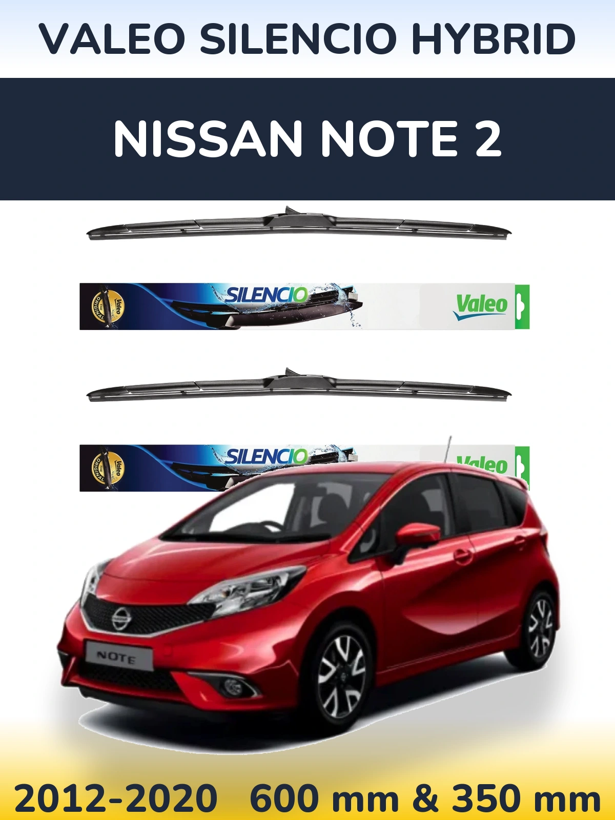 Комплект передних дворников Valeo Silencio Hybrid 600 & 350 мм для Nissan Note 2 2012-2020