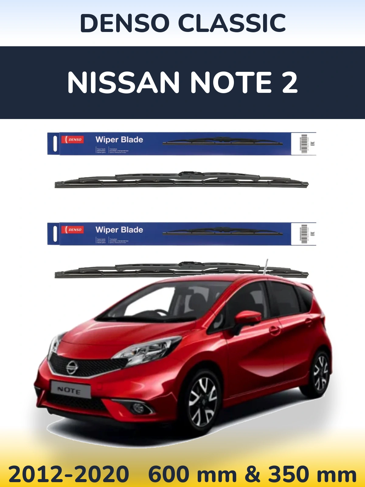 Komplet przednich wycieraczek Denso Classic 600 & 350 mm do Nissan Note 2 2012-2020