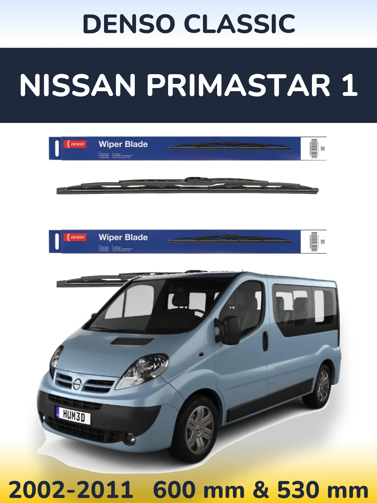 Комплект передних дворников Denso Classic 600 & 530 мм для Nissan Primastar 1 2002-2011