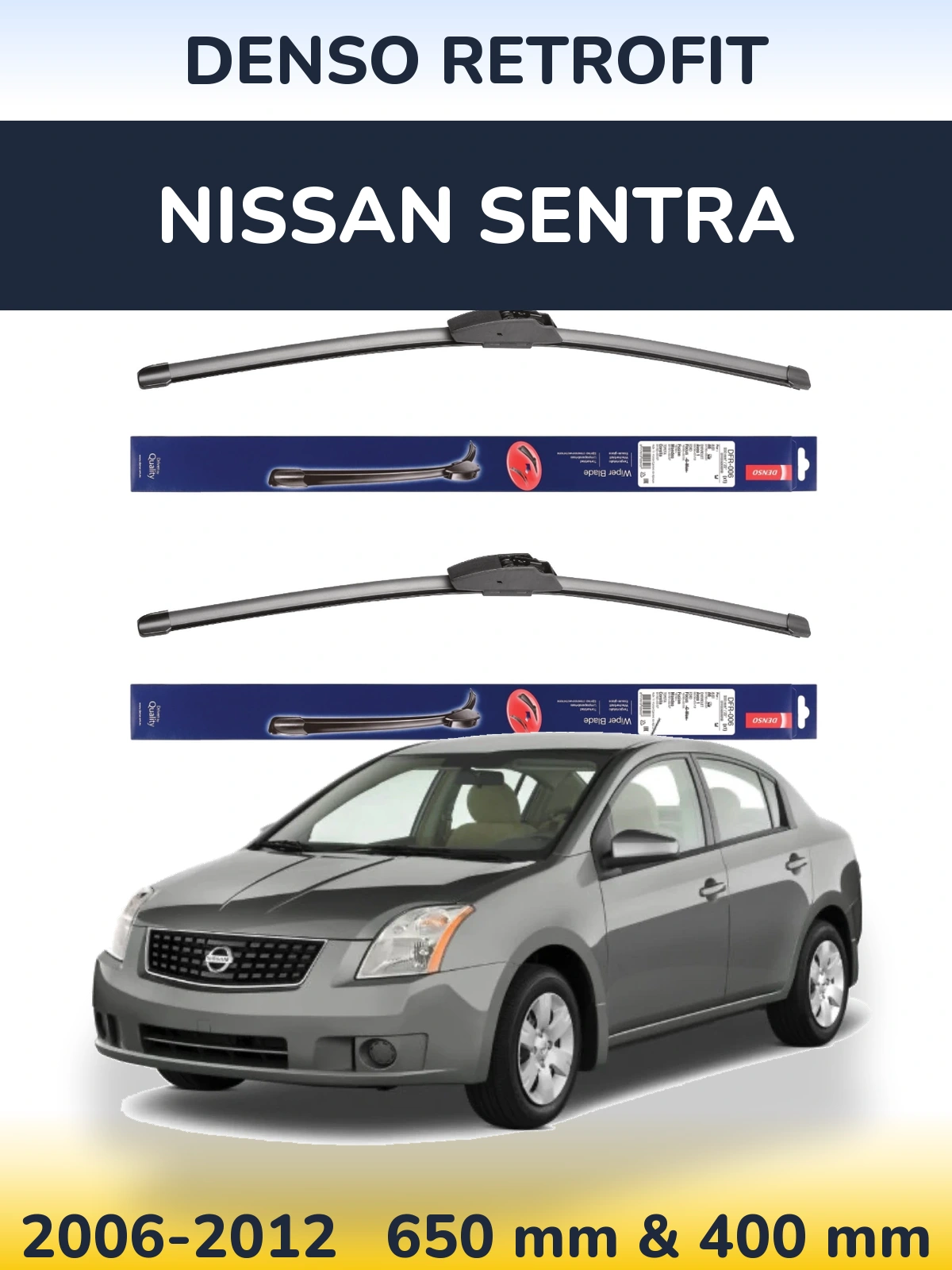Комплект передніх щіток Denso Retrofit 650 & 400 мм для Nissan Sentra 2006-2012