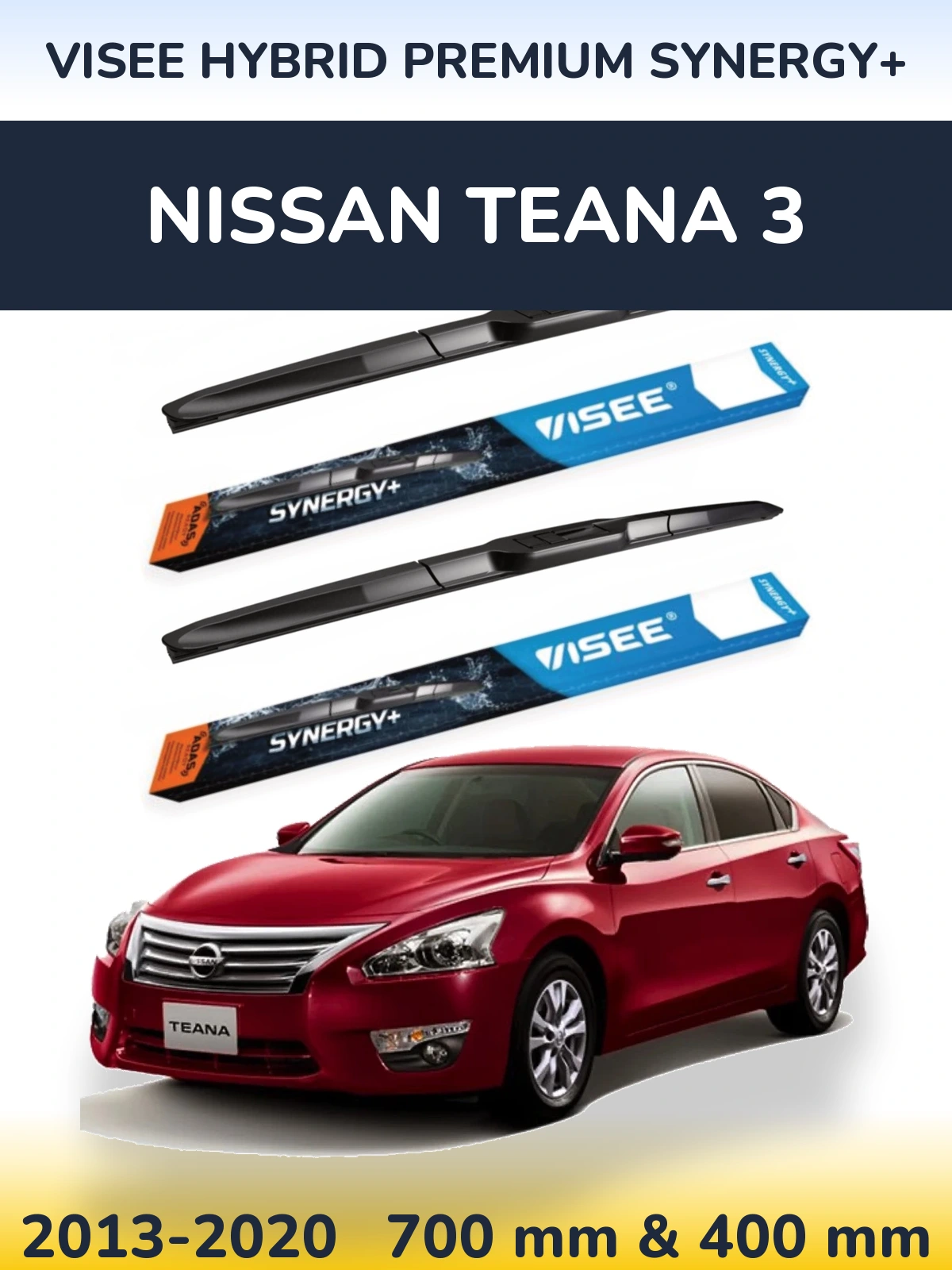 Комплект передних дворников VISEE HYBRID PREMIUM SYNERGY+ 700 & 400 мм для Nissan Teana 3 2013-2020