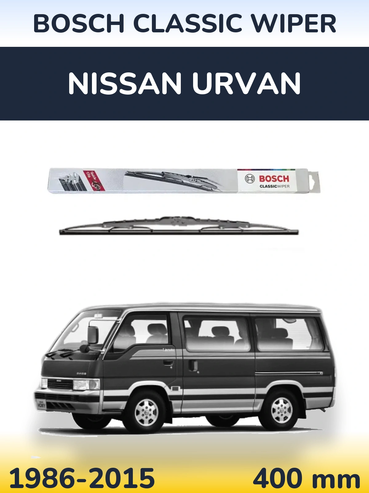 Rear wiper blade BOSCH Classic Wiper 400 mm for Nissan Urvan 1986-2015