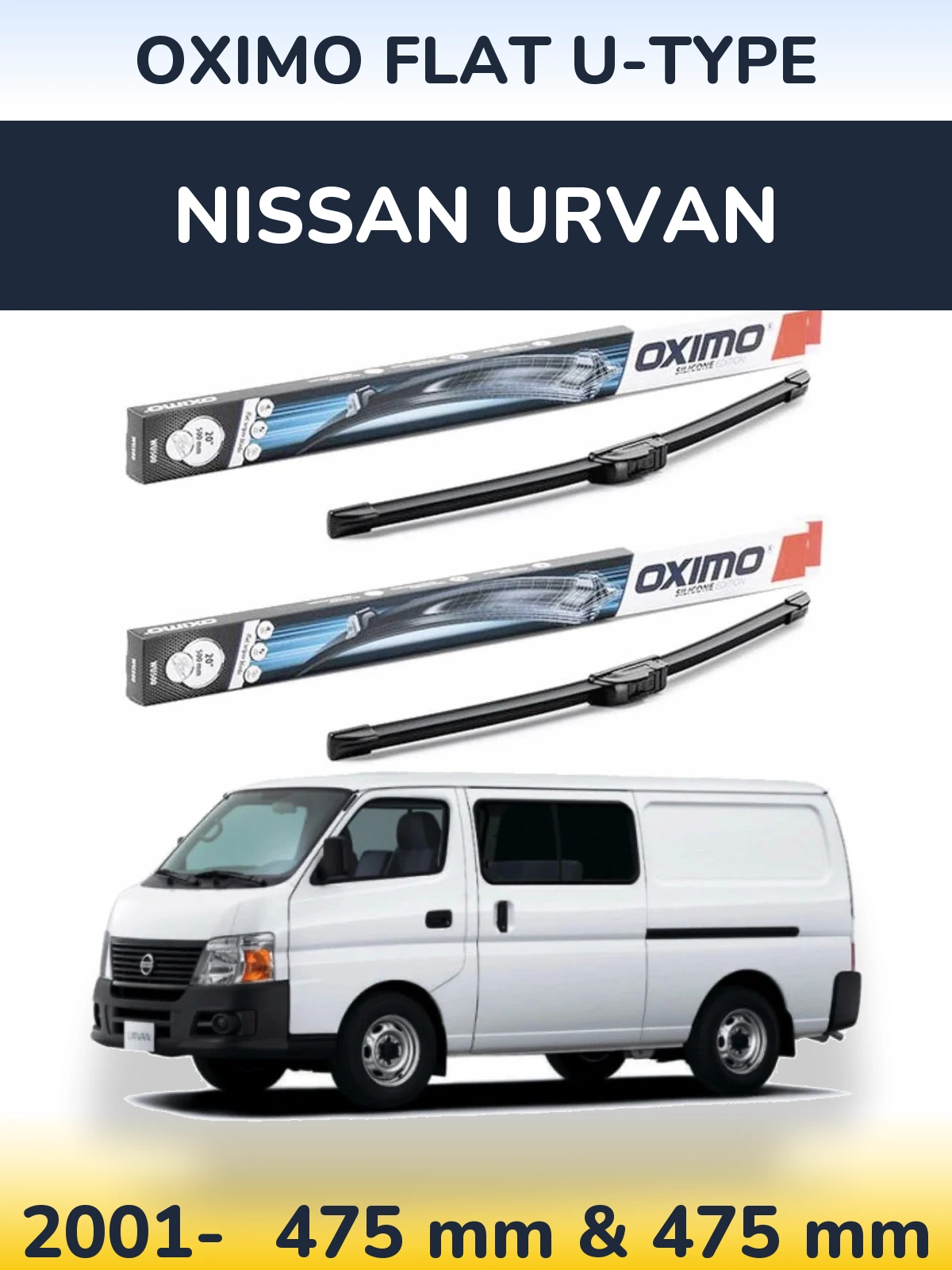 Komplet przednich wycieraczek Oximo Flat U-type 475 & 475 mm do Nissan Urvan 2001-2026
