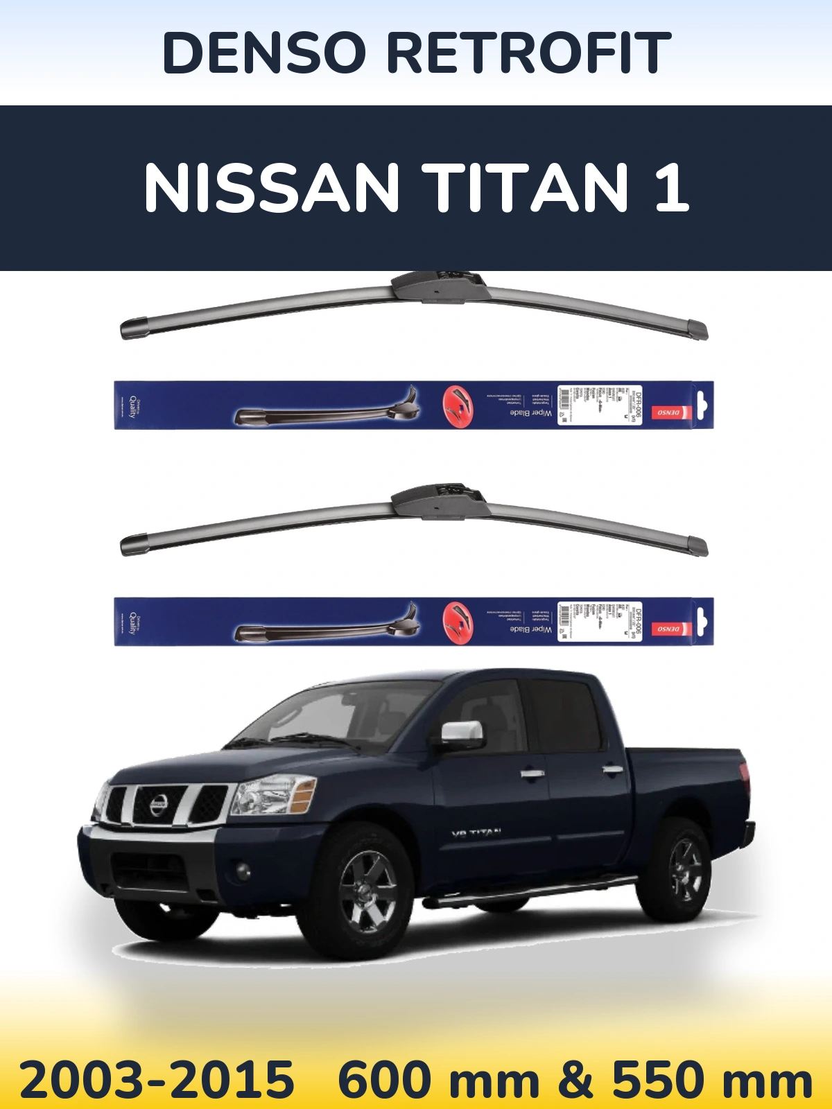 Komplet przednich wycieraczek Denso Retrofit 600 & 550 mm do Nissan Titan 1 2003-2015