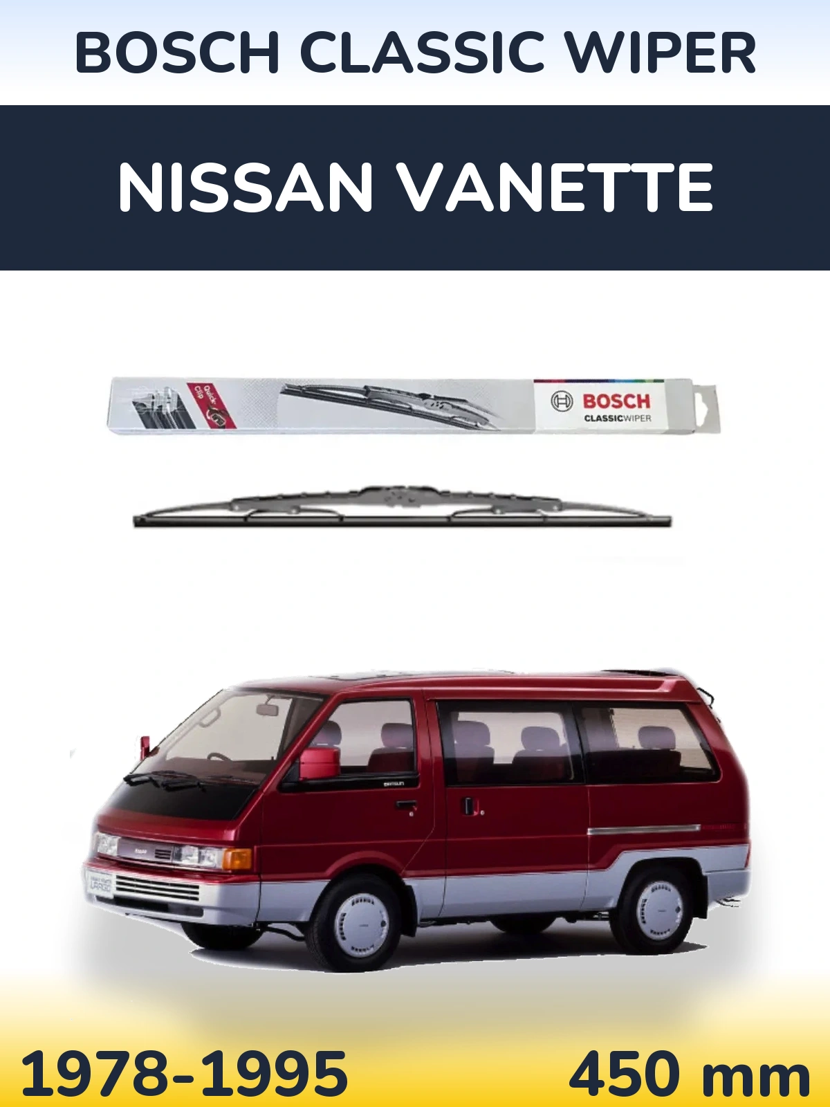 Tylna wycieraczka BOSCH Classic Wiper 450 mm do Nissan Vanette 1978-1995
